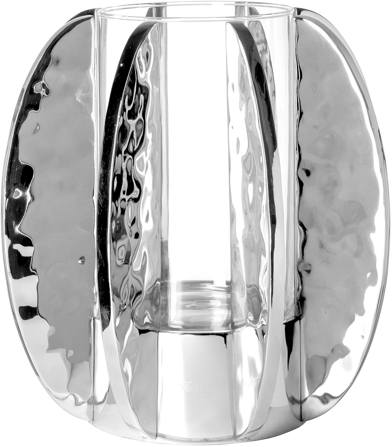Fink Windlicht »GLAMOUR« Kerzenhalter mit Glas, vernickelt, mit gehämmerter Oberfläche