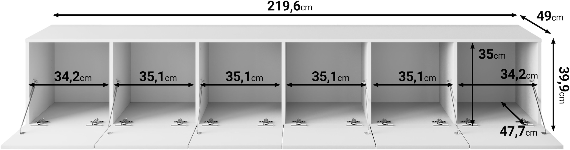 GOODproduct Table basse »Denver Erlebe die Weltmeisterschaft im XXL-Format« 1 cuis tlg. Elegantes TV-Möbel 220 cm, speziell für bis zu 98-Zoll Fernseher