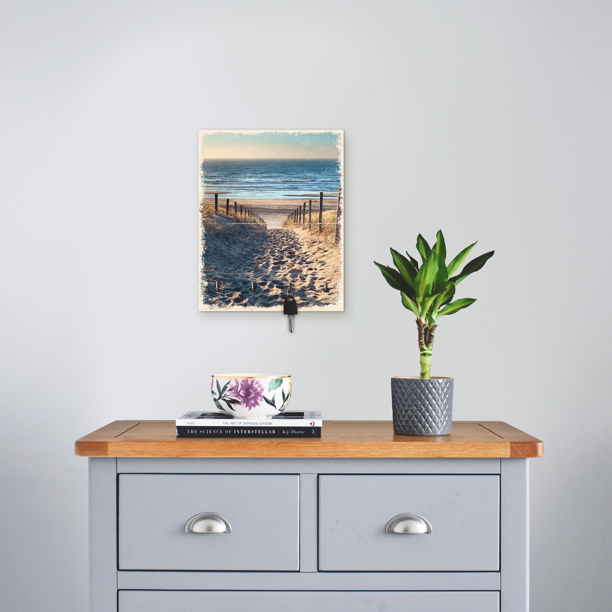 Image of Artland Hakenleiste »Weg zum Nordseestrand Sonnenuntergang«, aus Holz mit 4 Schlüsselhaken – Schlüsselboard, Schlüsselbretter, Schlüsselhalter, Schlüsselaufhänger für den Flur – Stil: Modern bei Ackermann Versand Schweiz