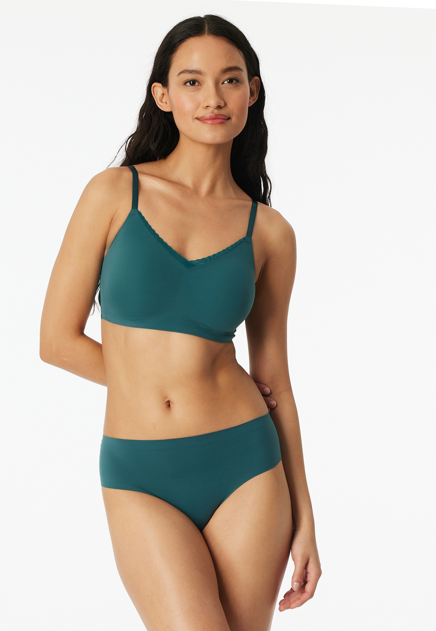 Schiesser Bustier »Invisible Soft Lace« herausnehmbare Pads, V-Ausschnitt, Spitze vorn, Lasercut-Abschlüsse