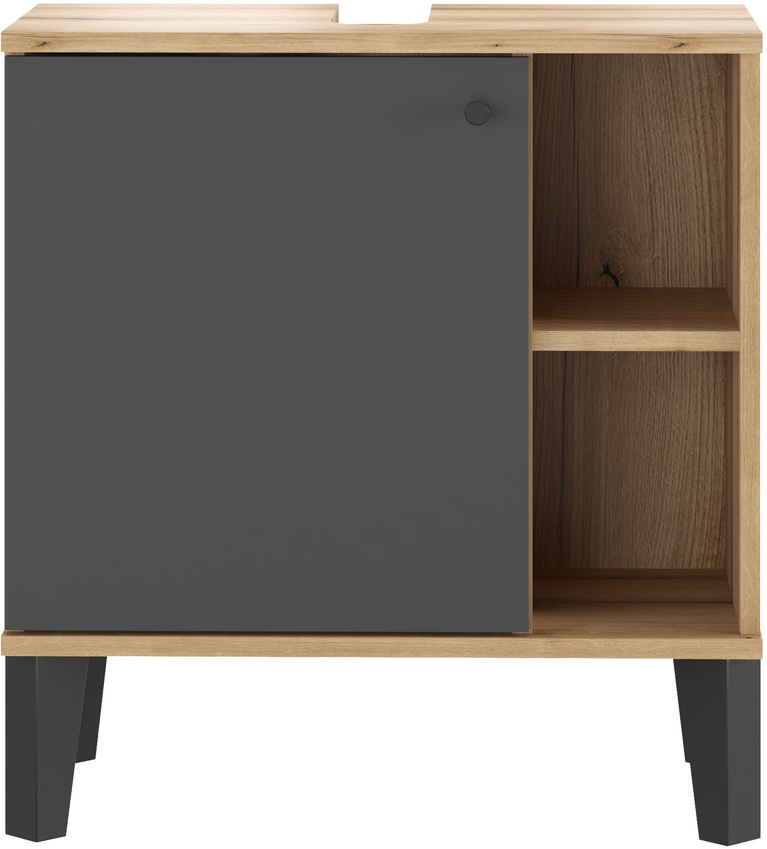 Home affaire Waschbeckenunterschrank »Oslo, Waschtisch mit Knopfgriff, Badschrank im skandinavischen Design« in der Türfarbe Weiss oder Grau verfügbar, ausreichend Stauraum