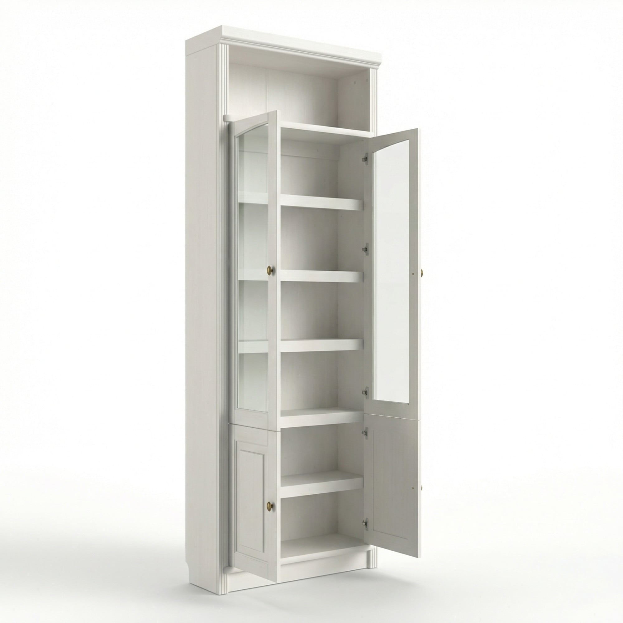 GOODproduct Vitrines »Soeren Regal mit 2 Glastüren und 2 Holztüren, B/TH: 80/29/220 cm« Kiefer FSC®-zertifiziert, 1 offenes Fach, 6 Fächer hinter den Türen