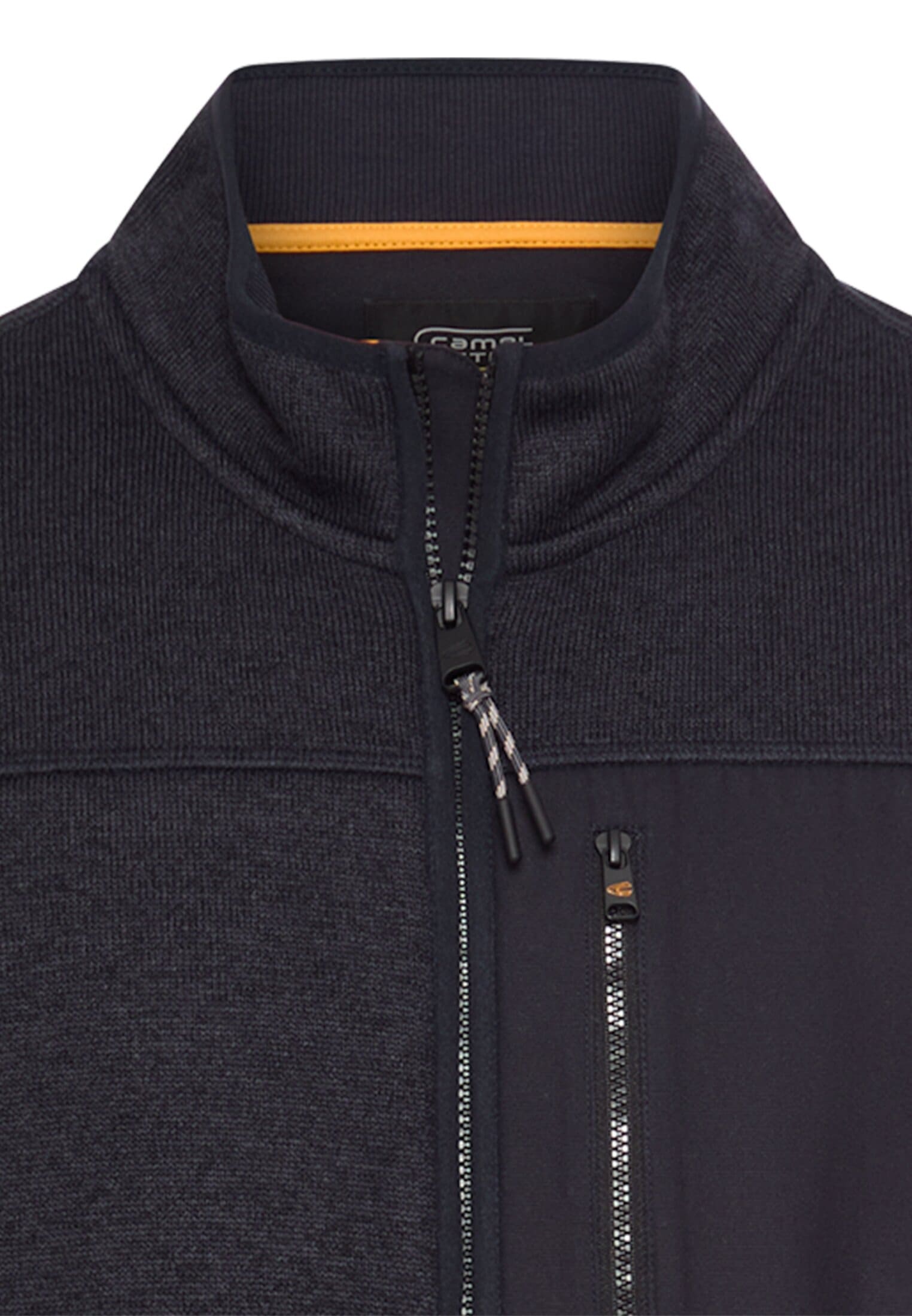 camel active Strickfleecejacke ohne Kapuze mit Stehkragen und Reissverschluss