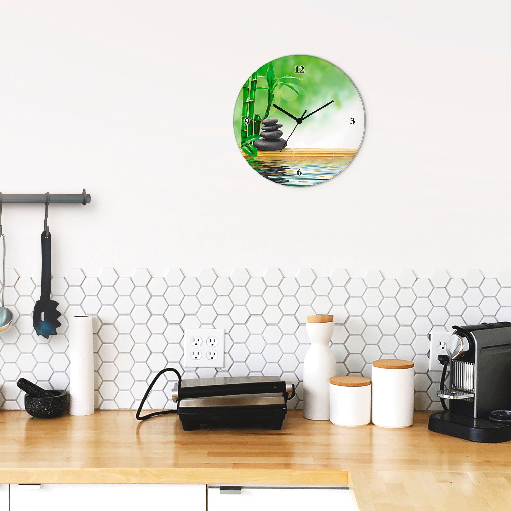 Artland »Spa Konzept Zen Basaltsteine« wahlweise mit Quarz- oder Funkuhrwerk, lautlos ohne Tickgeräusche