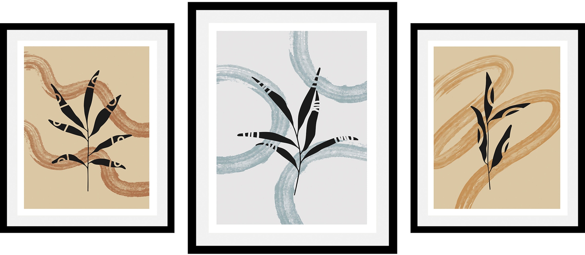 Image of queence Bild "Set Hera" Abstrakt Blumen Figuren 1 Stk. tlg. gerahmt