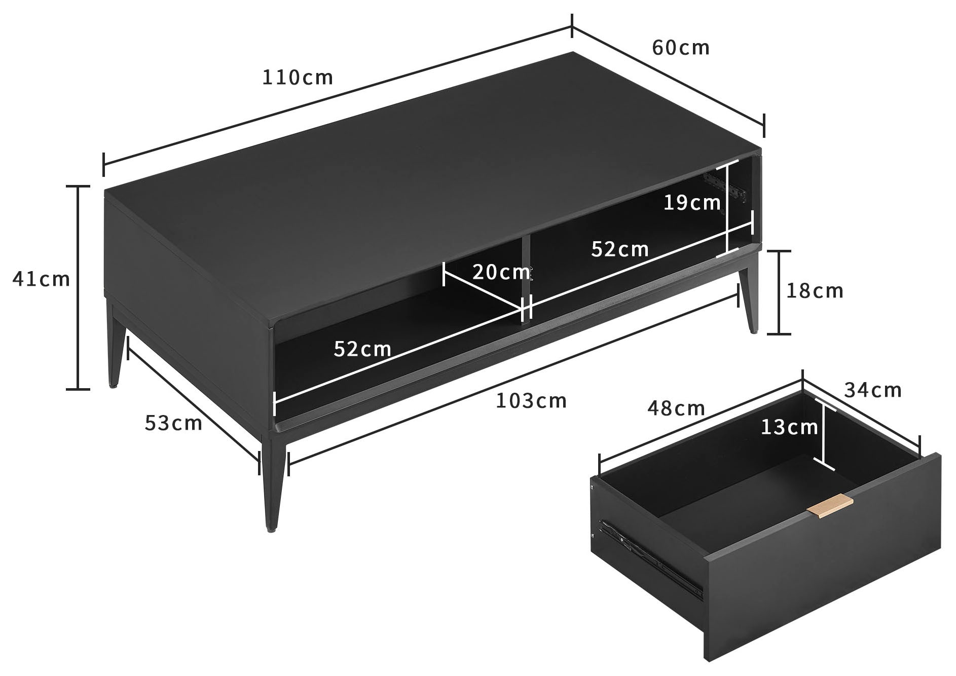 Leonique Table basse »Lavisha« Keramikplatte, Eisengestell und FSC-zertifiziertes Holz, Breite 110 cm