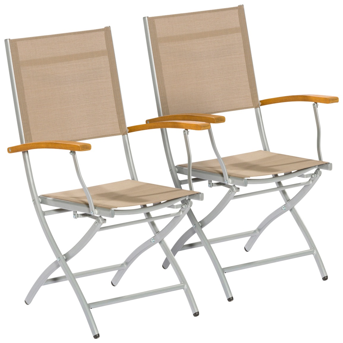 Image of MERXX Gartensessel »Naxos«, 2er Set, Eukalyptusholz/Textil, klappbar, grau bei Ackermann Versand Schweiz