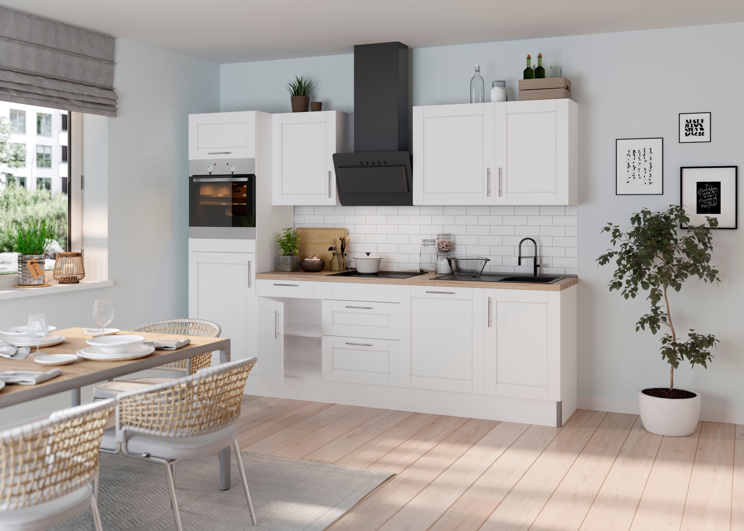 OPTIFIT Küche "Ahus" Breite 280 cm,wahlw. mit E-Geräten,Soft Close Funktion,MDF Fronten