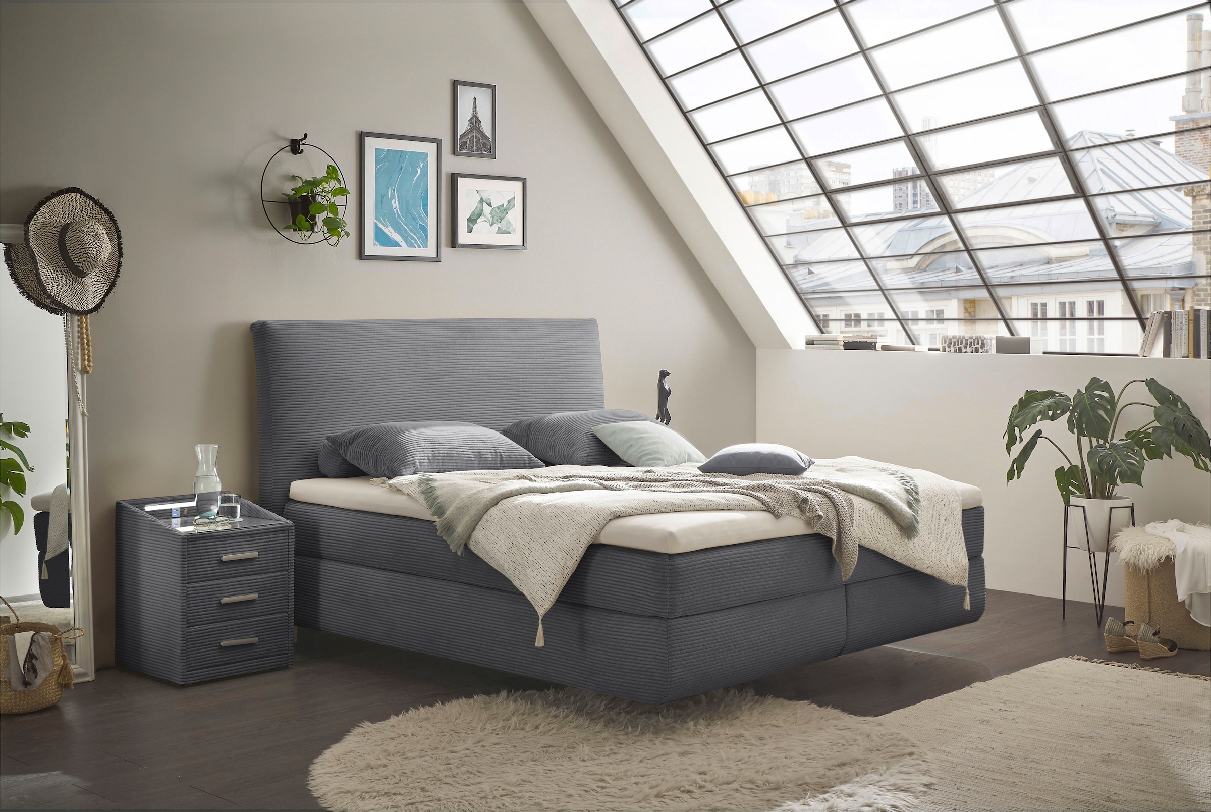 Image of ED EXCITING DESIGN Boxspringbett "Marbella" Duo-Matratze- harte Kokosmatte, weiche Filzabdeckung, Matratzenhülle