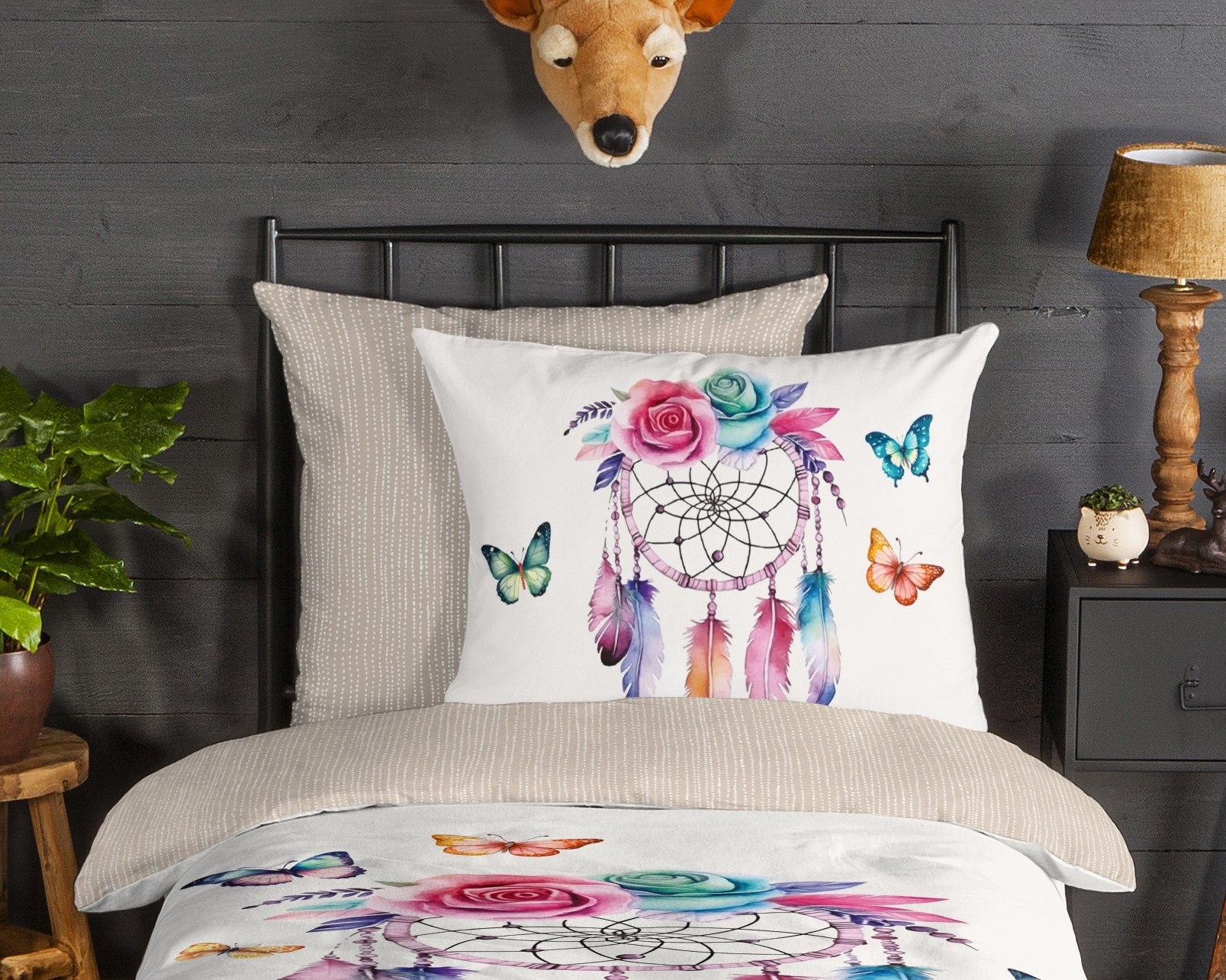 good morning Kinderbettwäsche »Catchy«, Flanell Biber, 135x200, Warm, Reissverschluss, Wende, Kind, Federn Sand