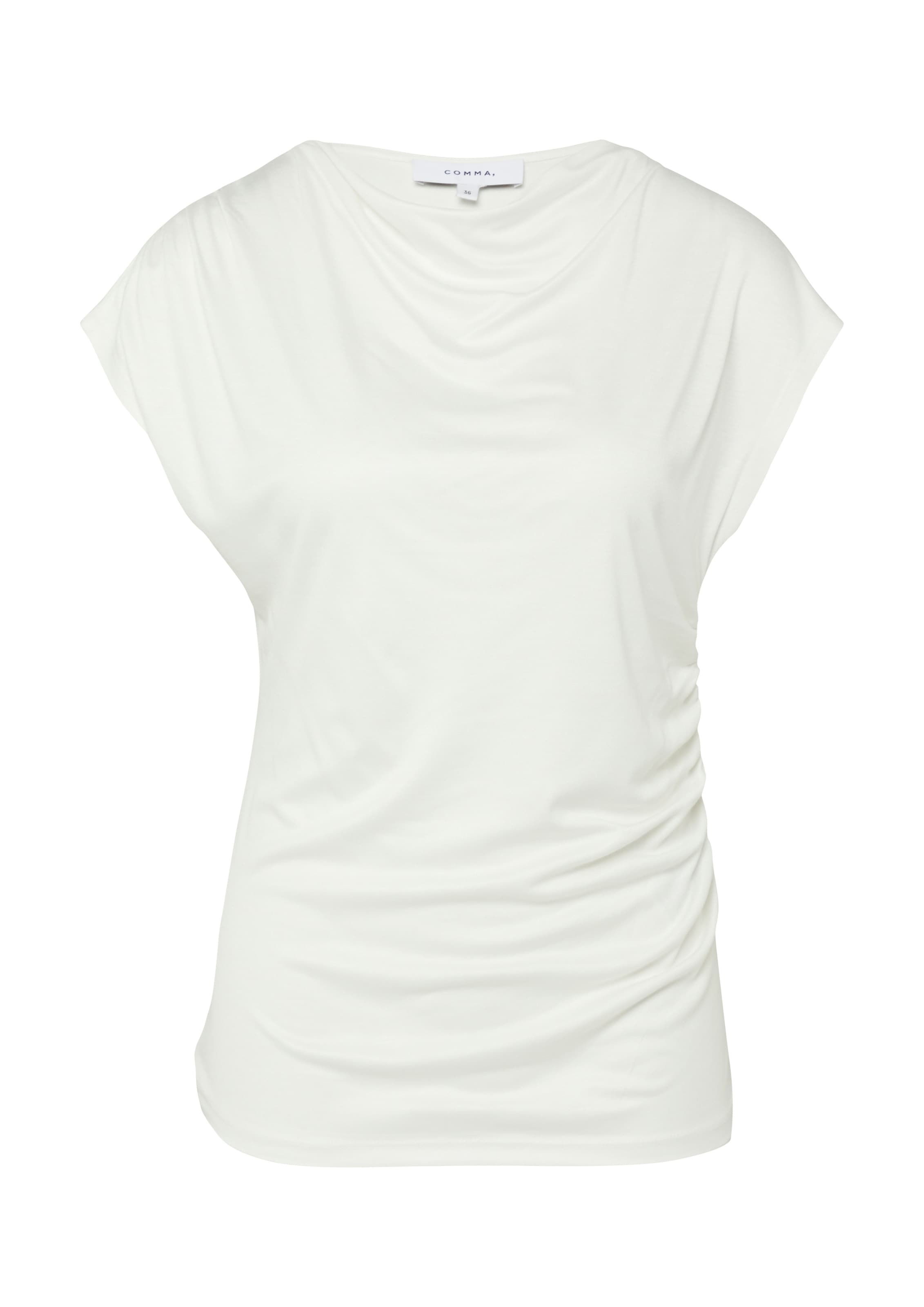 Comma Rundhalsshirt Sommershirt - gerafft und aus reiner Viskose