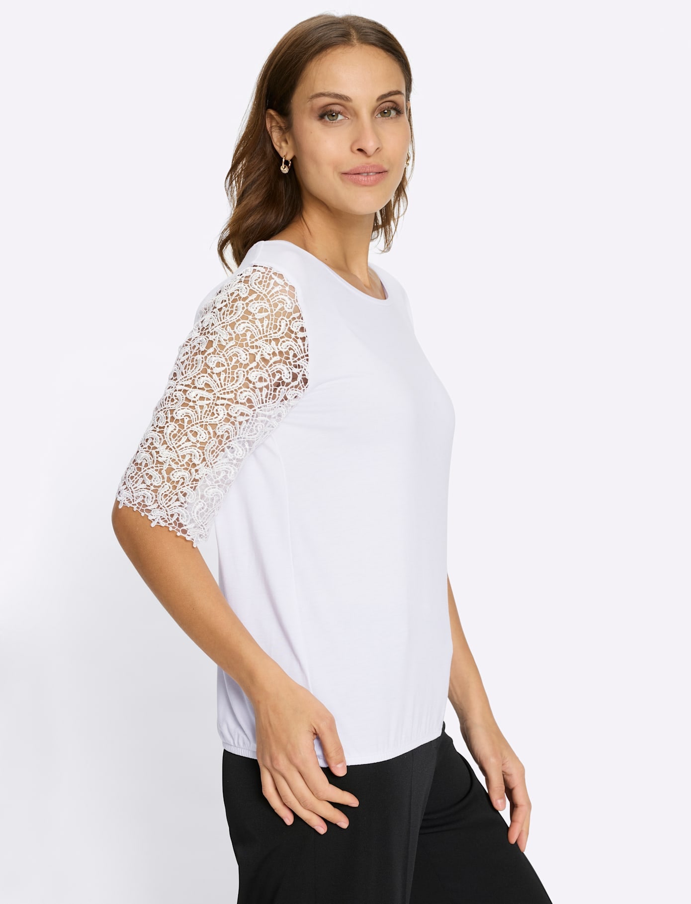 Lady Rundhalsshirt »Spitzen-Shirt« 1 tlg.