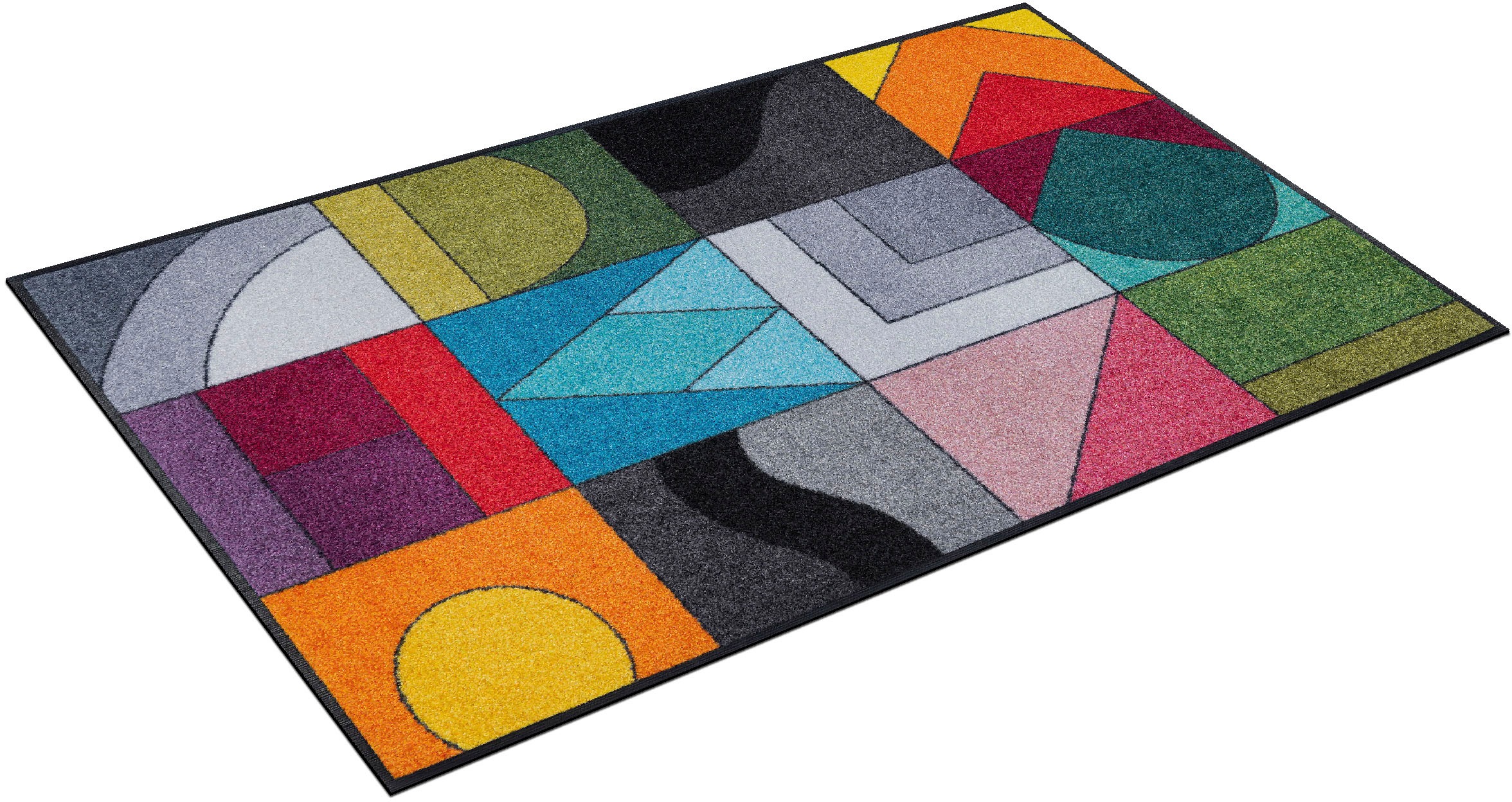 Image of wash+dry by Kleen-Tex Teppich "Momix" rechteckig 7 mm Höhe modernes Patchwork Design, rutschhemmend, waschbar