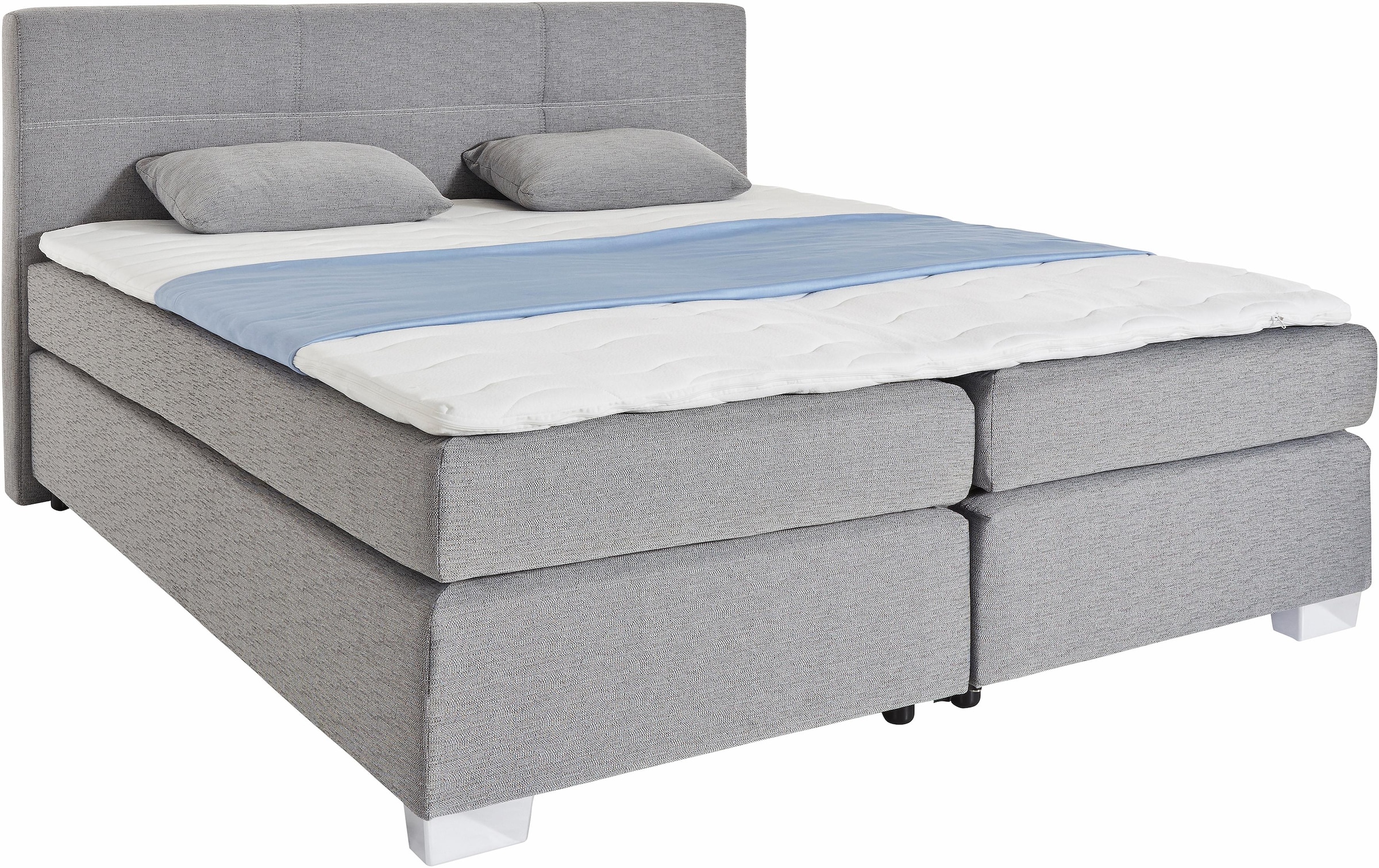 Jockenhöfer Gruppe Boxspringbett "EVITA inkl. Bonnell-Federkernmatratze H2" Inkl. Topper & Kissen, Kunstleder/Strukturstoff, 140/180 cm x 200 cm