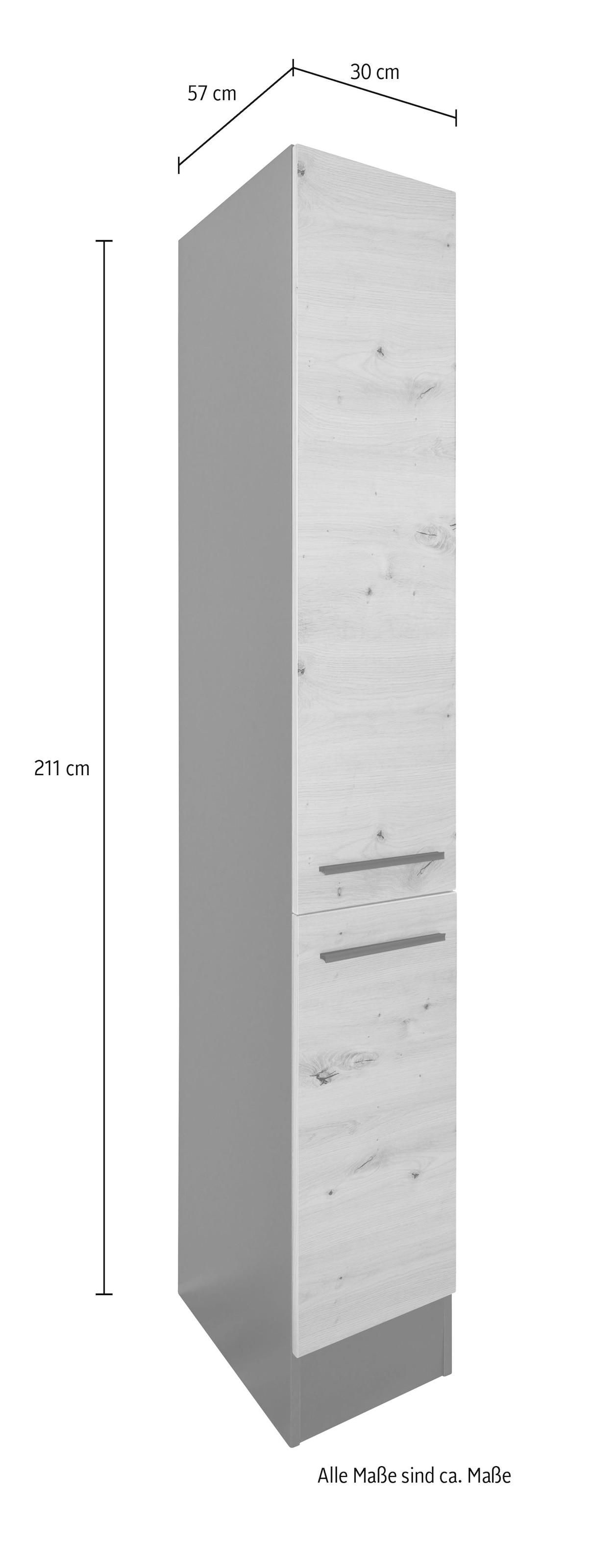 BASIC by Balculina Armoire à provisions »Jazz 30er Vorratsschrank, Küchenschrank BxHxT 30x211x57 cm« 1 cuis tlg. armoire de rangement avec 1 porte, 1 tiroir et 2 étagères