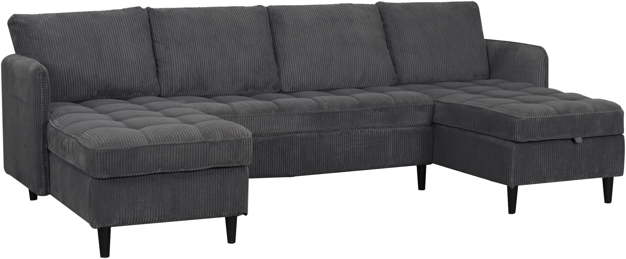 Dorel Home Paysage de salon »LINDHUS, U-Form, Breite 254 cm, verschiedene Stellvarianten, Modulsofa« Recamiere, Stauraum, Cord und Chenille-Bezug