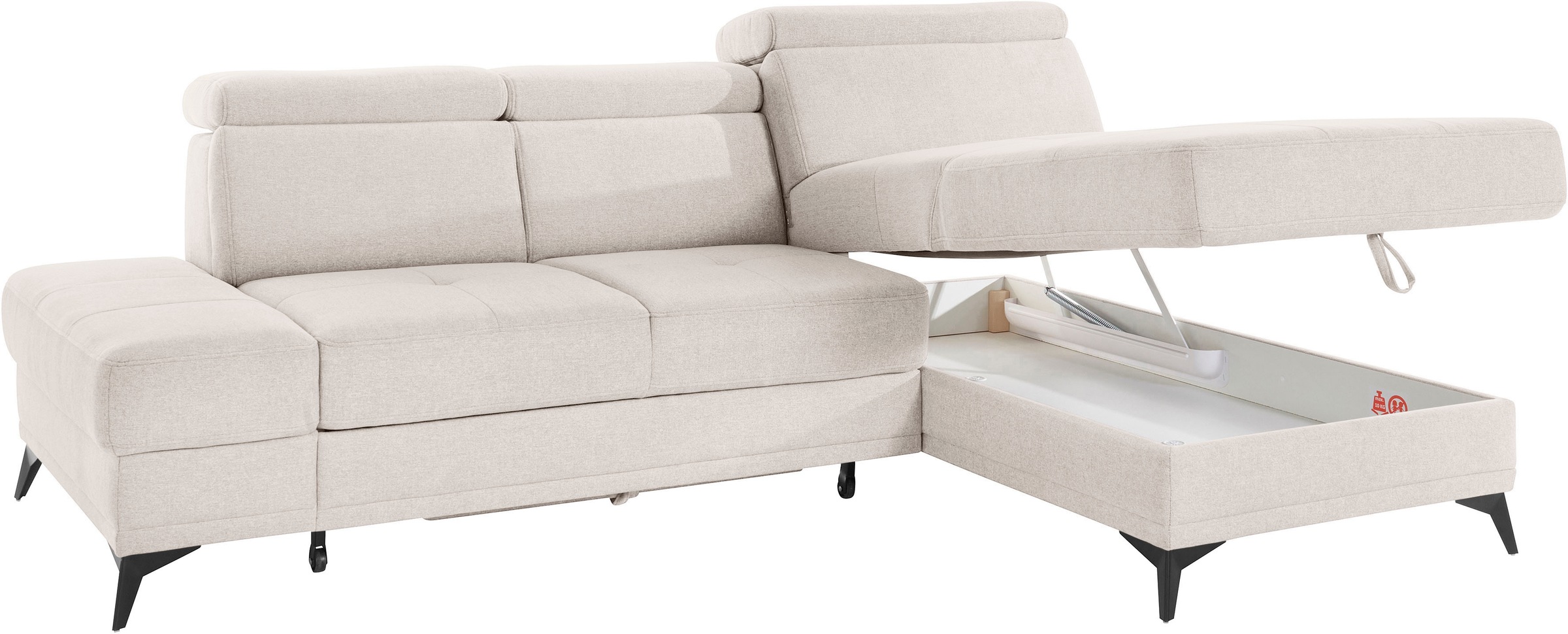 INOSIGN Ecksofa »Cardiz L-Form«, inkl.Kopfteilverstellung und Federkern wahlweise mit Bettfunktion