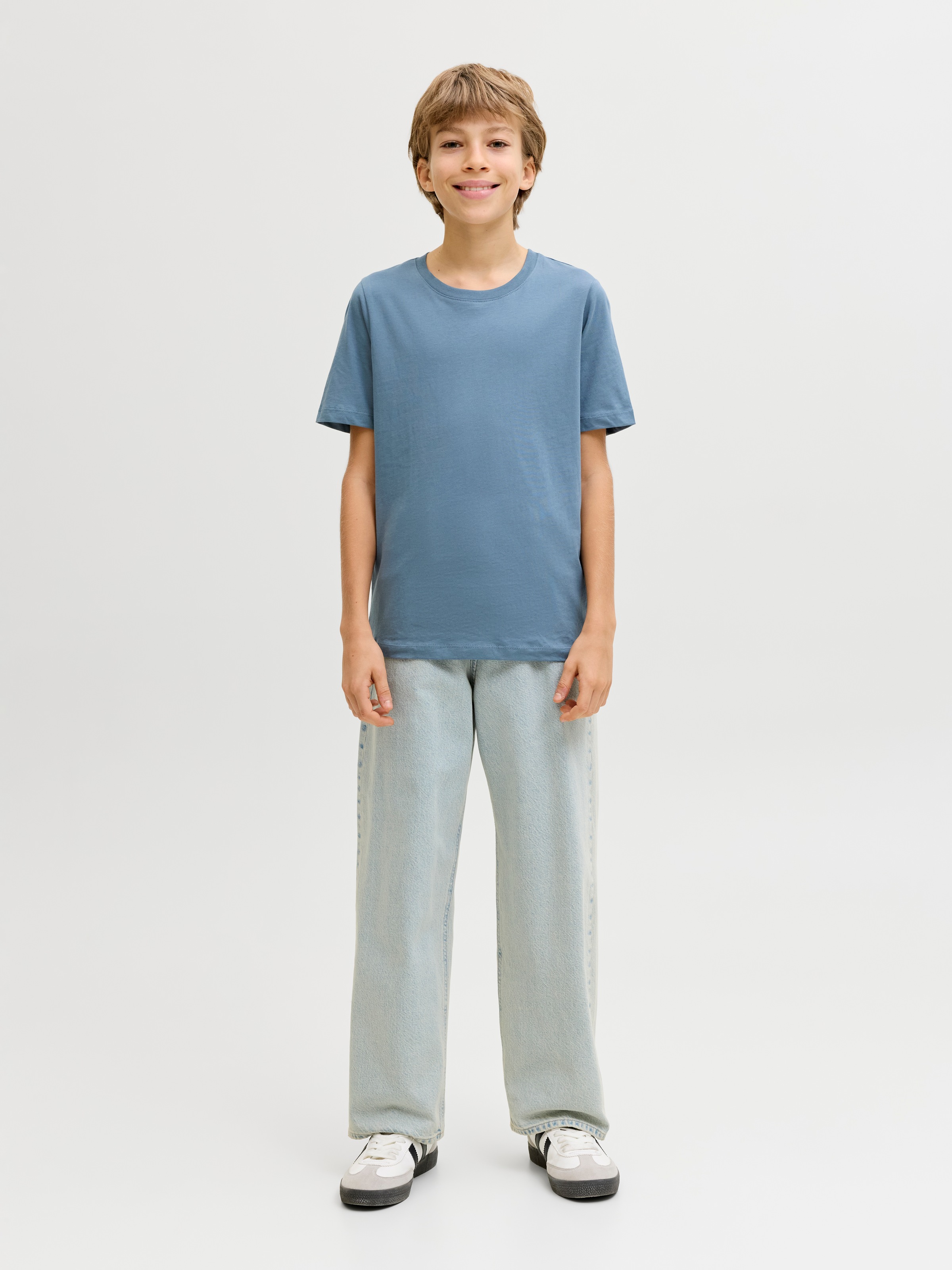 Jack & Jones Junior Shirt à col rond »JJEORGANIC figurbetont, atmungsaktiv, kombinierbar« uni, décontracté, slim fit, jersey, col rond