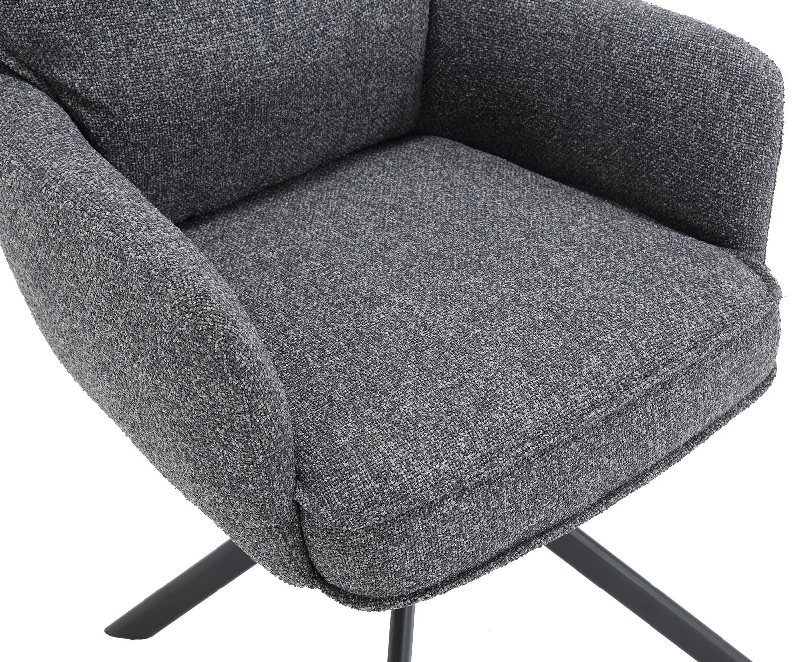 SalesFever Esszimmerstuhl »Austin Armlehnstuhl mit Taschenfederkern-Polsterung«, 1 St., Strukturstoff, Esszimmersessel mit 360° Drehfunktion, Metallfuss