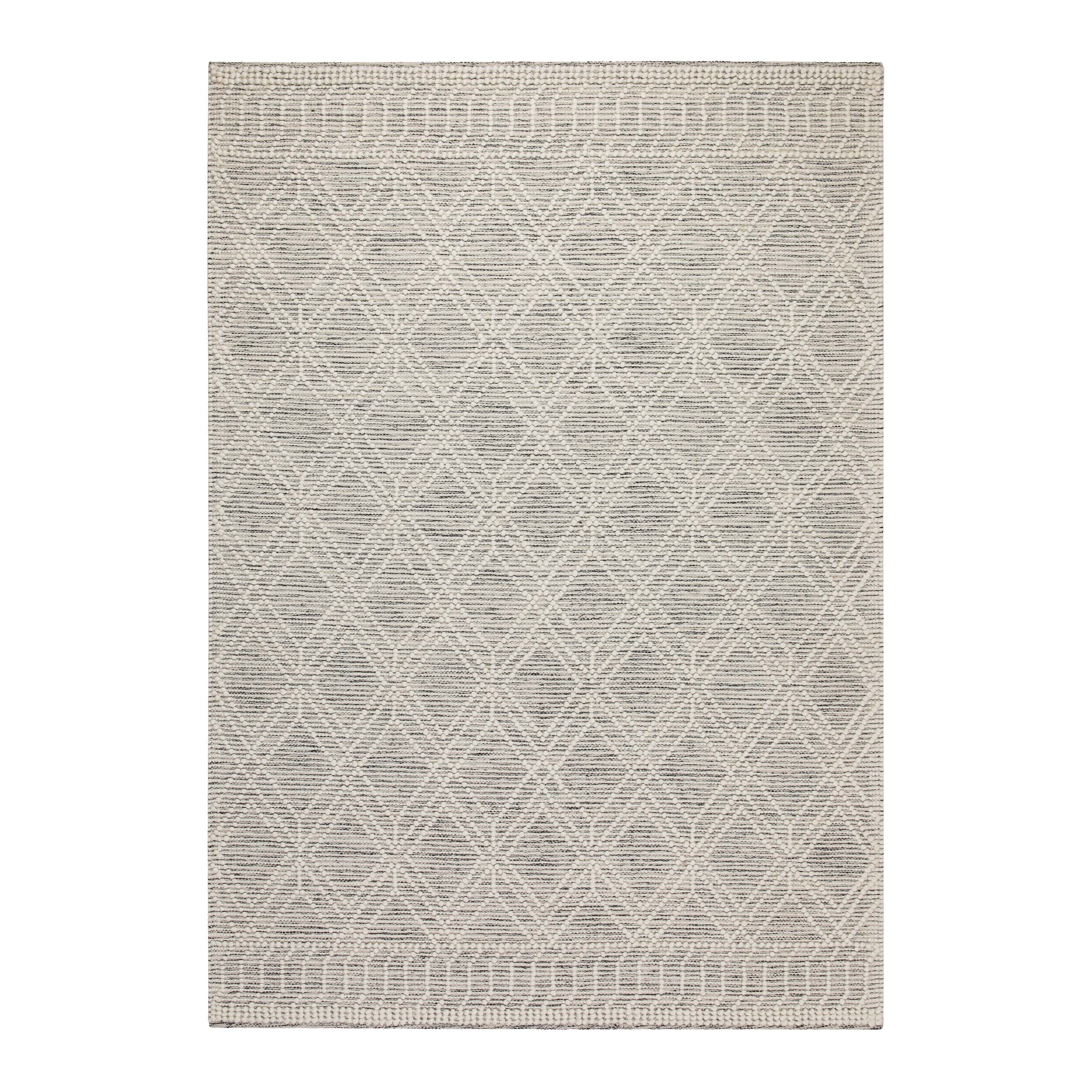 GOODproduct Teppich »Eleena« rechteckig 8 mm Höhe 70% Wolle, handgewebt, Raute, Hoch-Tief, Wohnzimmer, Naturfaser