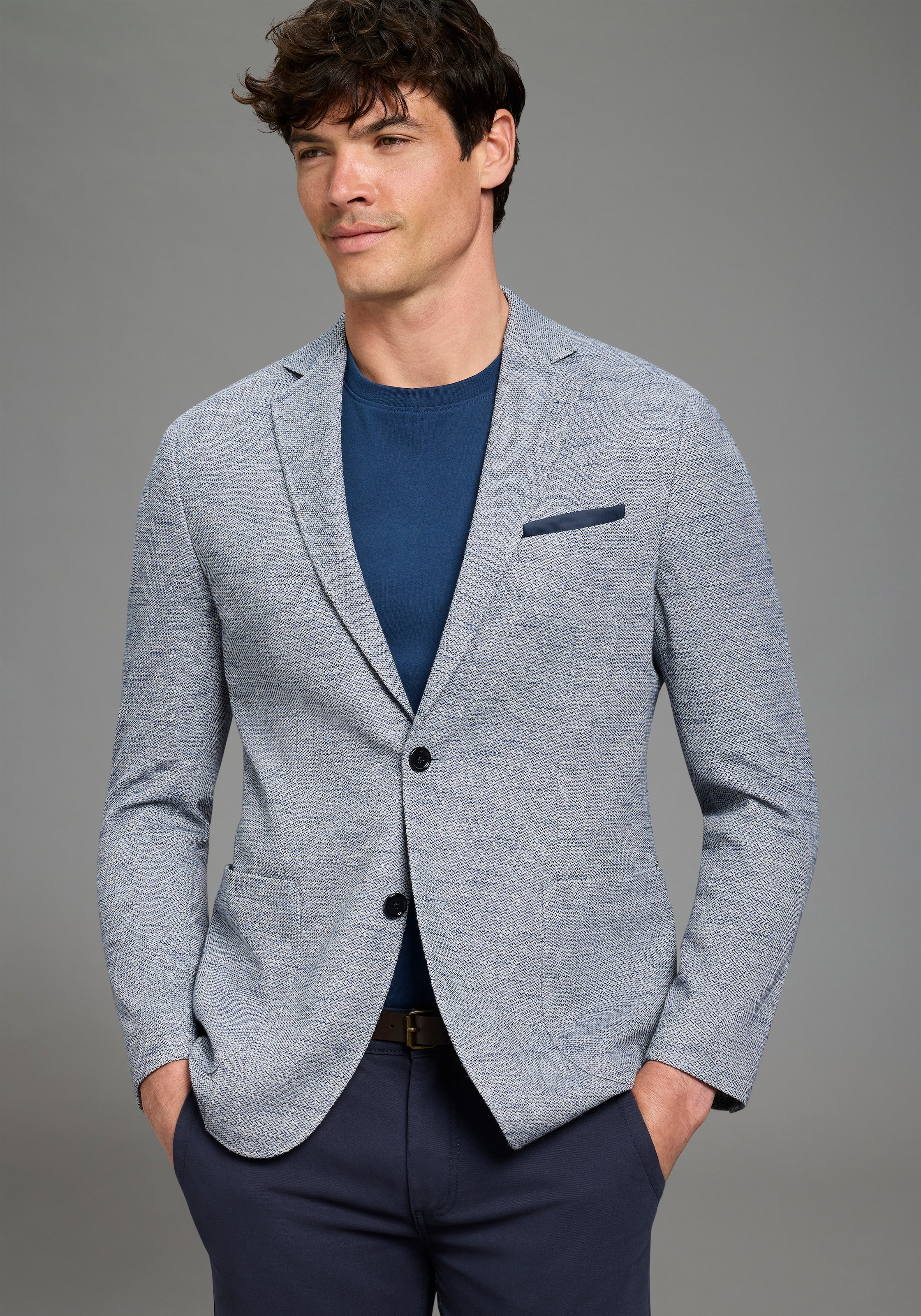 Image of Bruno Banani Sakko mit Reverskragen, melierte Optik, Slim Fit Passform