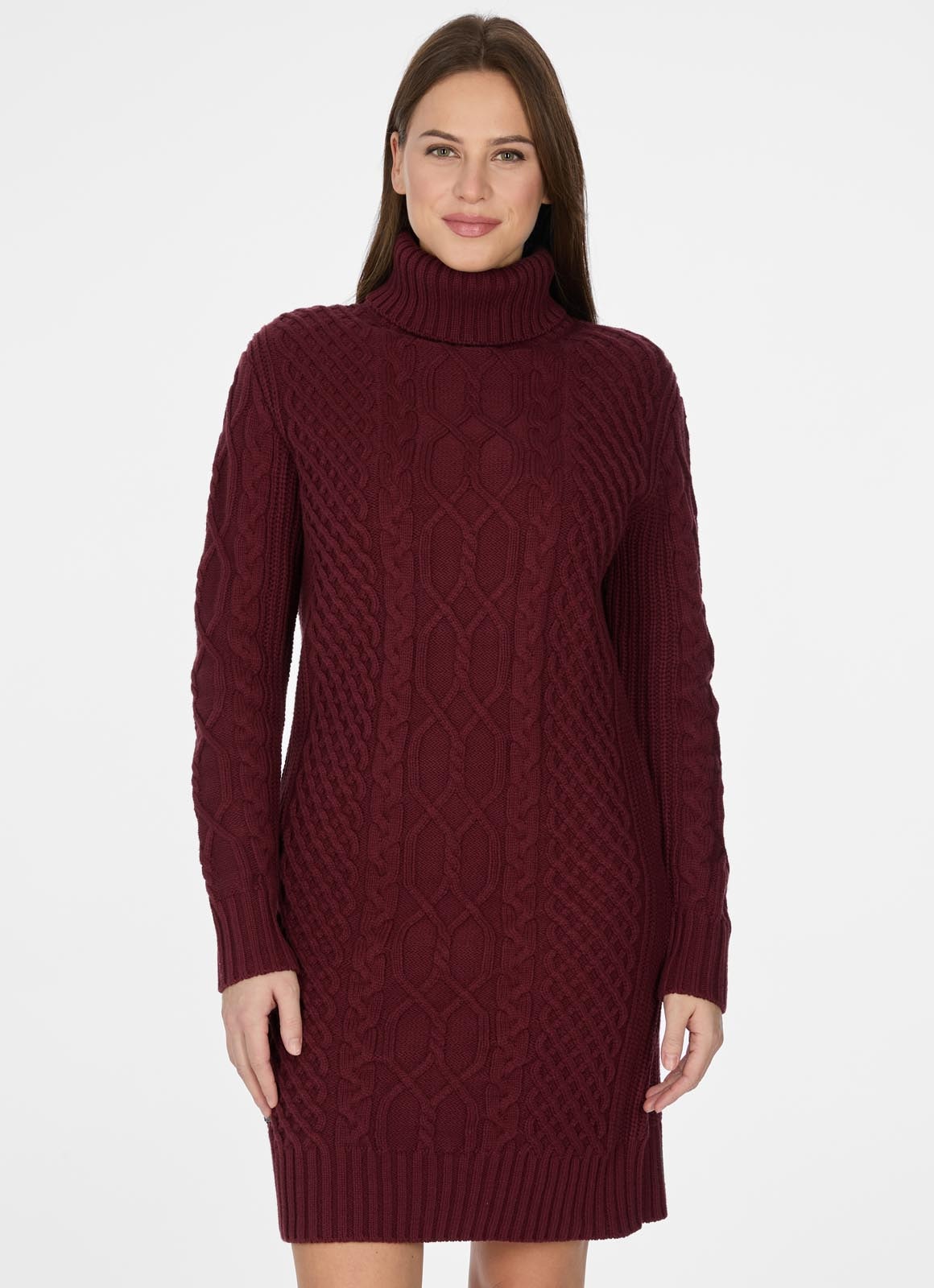 Image of Ragwear Strickkleid "ODREI" mit Rollkragen und tollem Zopfstrickmuster