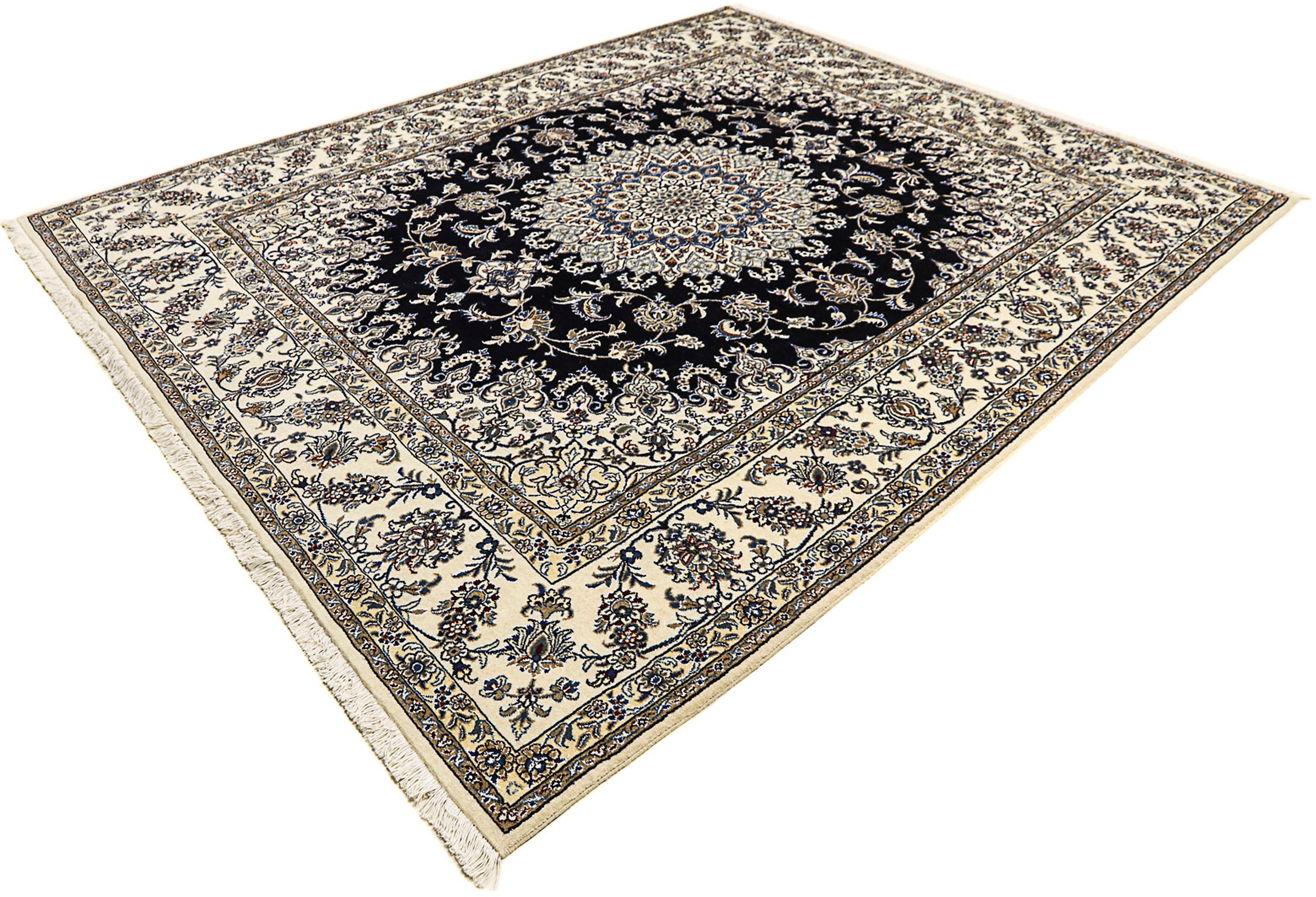 Image of morgenland Orientteppich »Perser - Nain - 297 x 246 cm - dunkelblau«, rechteckig, 12 mm Höhe, Wohnzimmer, Handgeknüpft, Einzelstück mit Zertifikat bei Ackermann Versand Schweiz