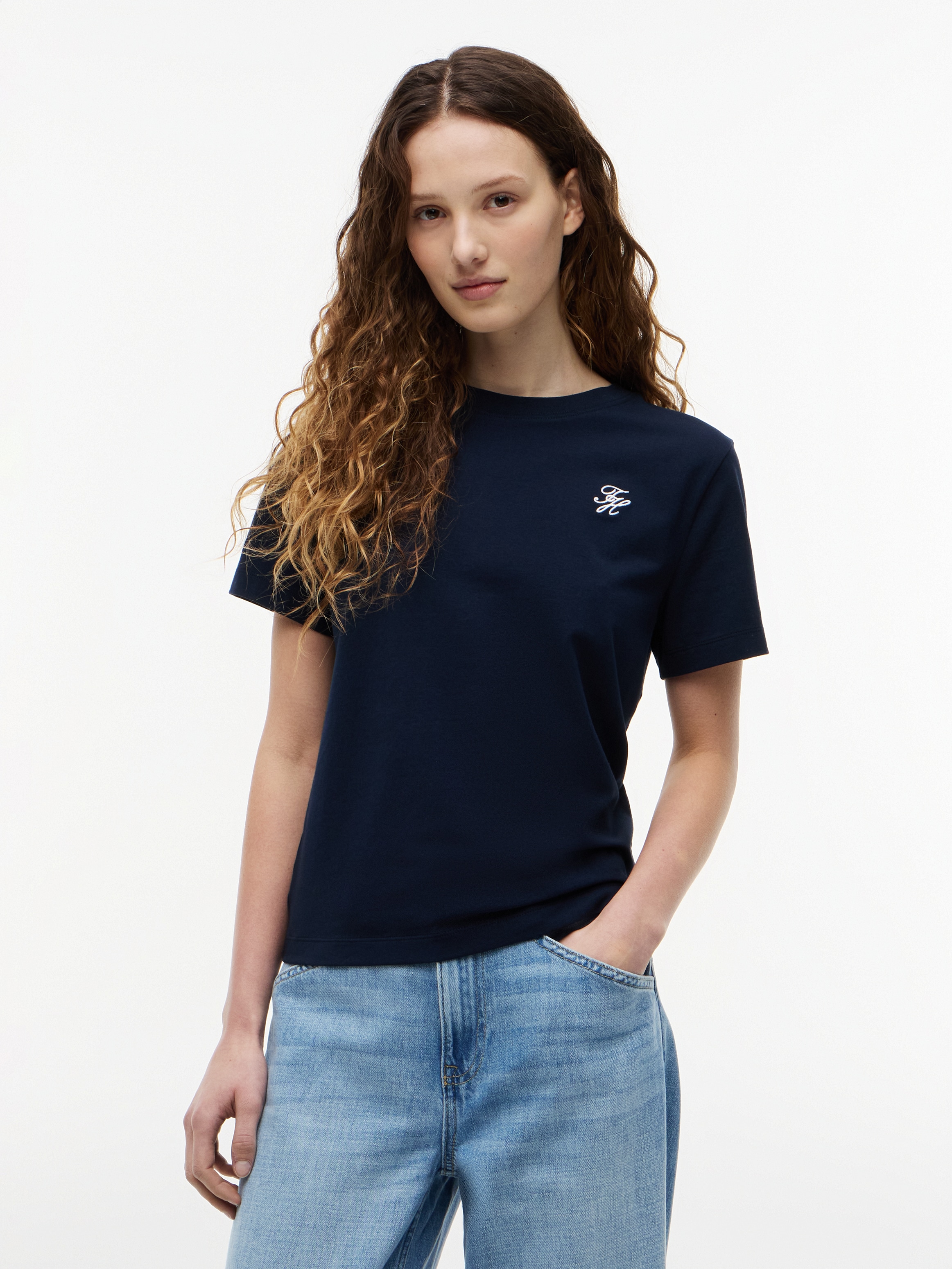 Image of Tommy Hilfiger Kurzarmshirt "TH SCRIPT REG C-NK SS TEE" Baumwollmischung, regular fit