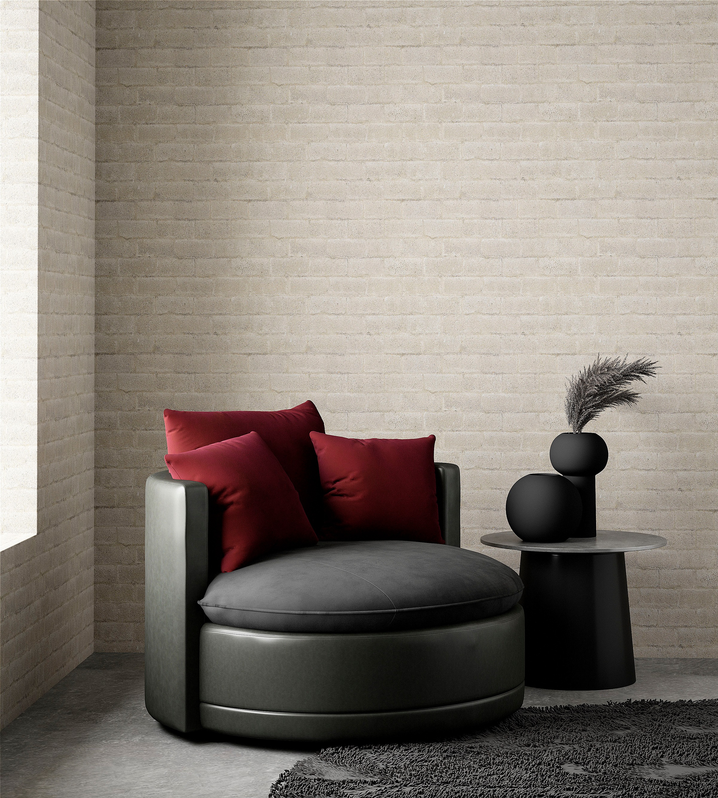 Image of ATLANTIC home collection XXL-Sessel, runder Big Sessel, Sitz, Rücken und Zierkissen Samt, extra weich und kuschelig, Füllung mit Federn bei Ackermann Versand Schweiz