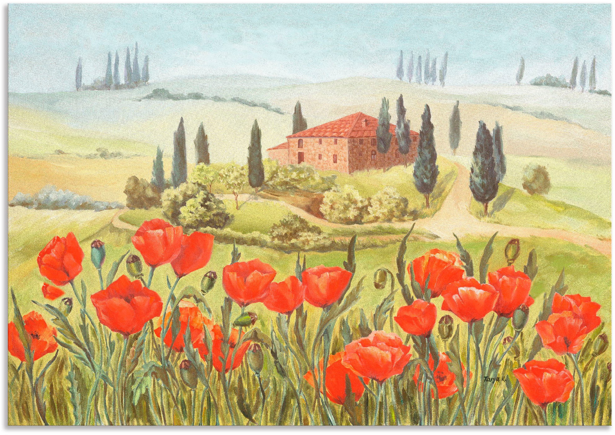 Image of Artland Wandbild »Mohnwiese in der Toskana«, Europa, (1 St.), in vielen Grössen & Produktarten - Alubild / Outdoorbild für den Aussenbereich, Leinwandbild, Poster, Wandaufkleber / Wandtattoo auch für Badezimmer geeignet bei Ackermann Versand Schweiz