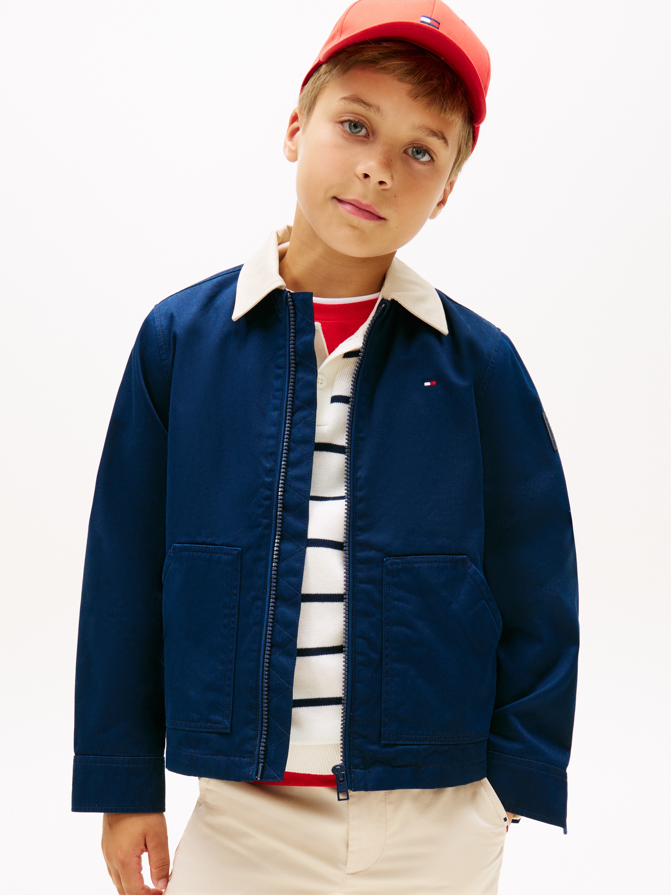 Image of Tommy Hilfiger Blouson "CONTRAST COLLAR COTTON JACKET" ohne Kapuze Kinder bis 16 Jahre, regular fit