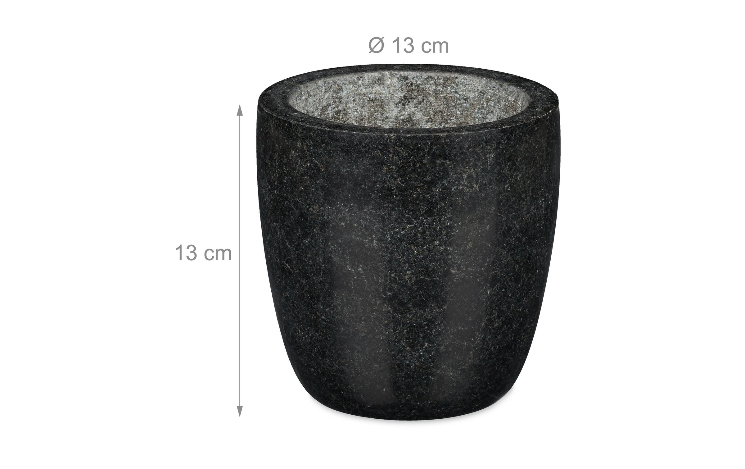 Mortier en granit avec pilon, robuste, pour épices, herbes, mortier en pierre polie, d. 13 cm, 500 ml, gris