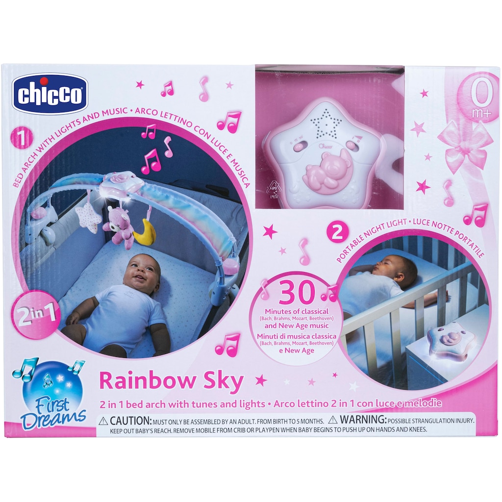 Chicco Spielbogen »Regenbogen-Spielbogen für Kinderbett 2 In 1«, mit Licht und Melodien, Pink