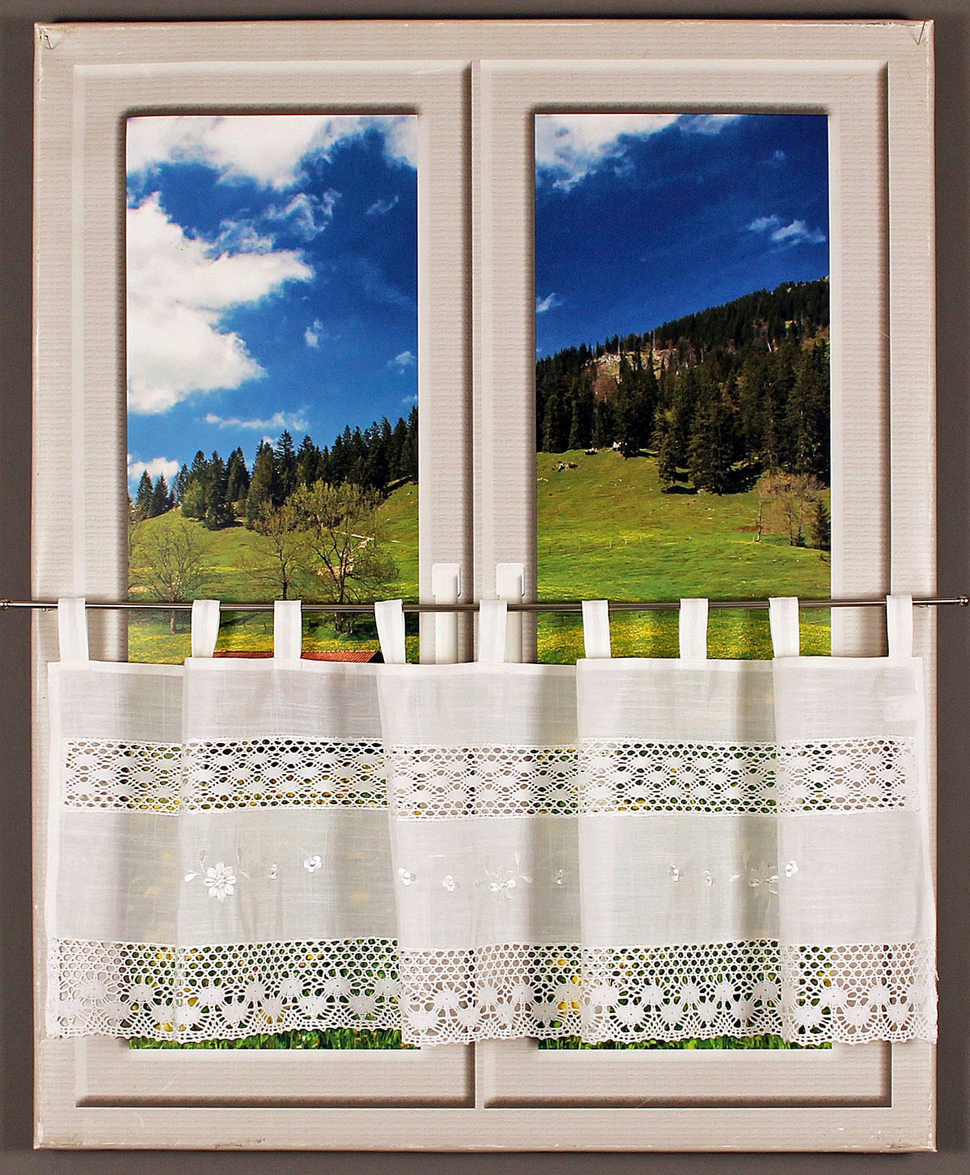 Image of HOSSNER - ART OF HOME DECO Querbehang "Drachensee" Schlaufen 1 Stk. tlg. m. Spitze