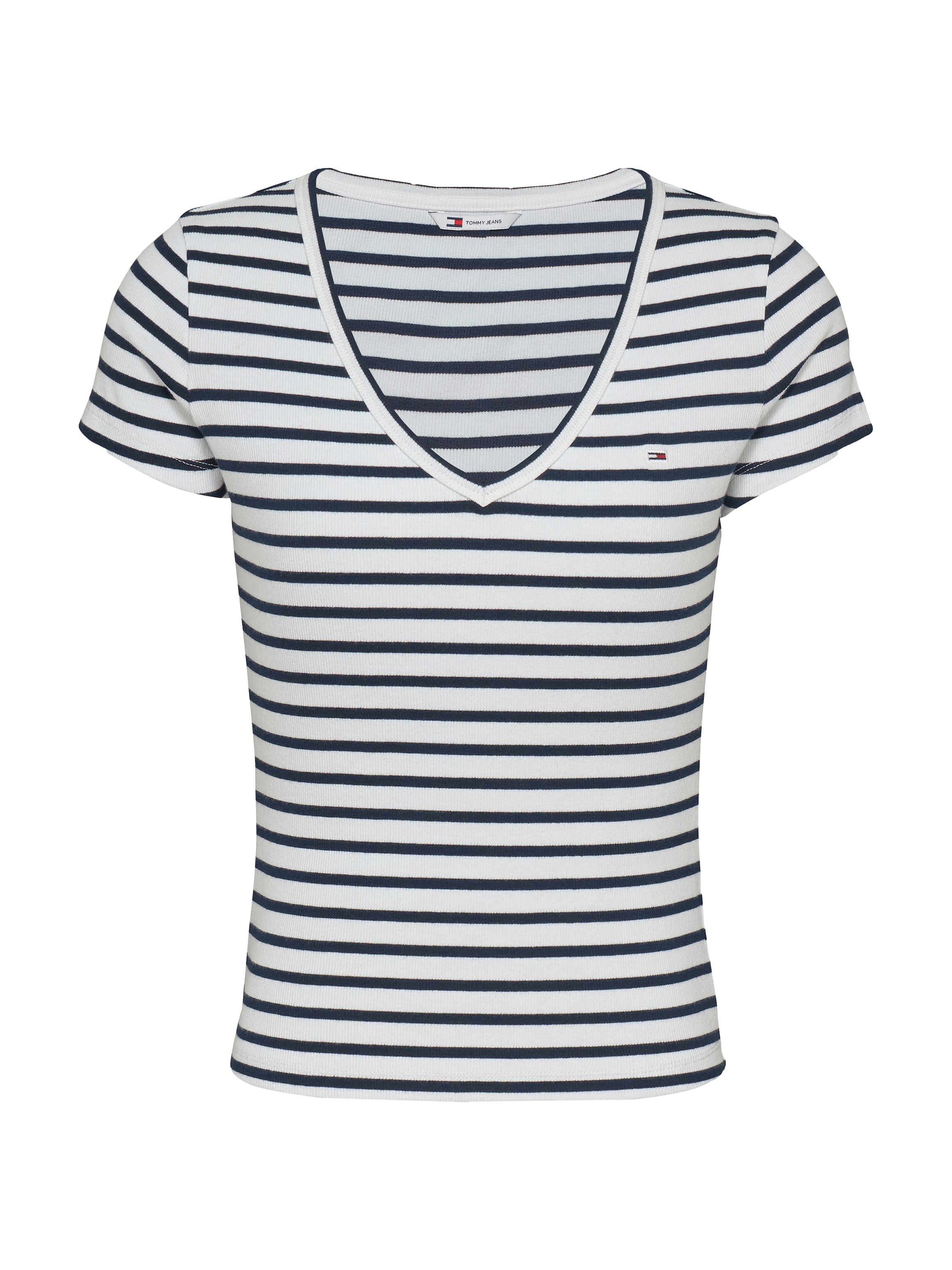 Tommy Jeans T-Shirt »TJW SLIM ESSENTIAL RIB V SS«, mit Logostickerei