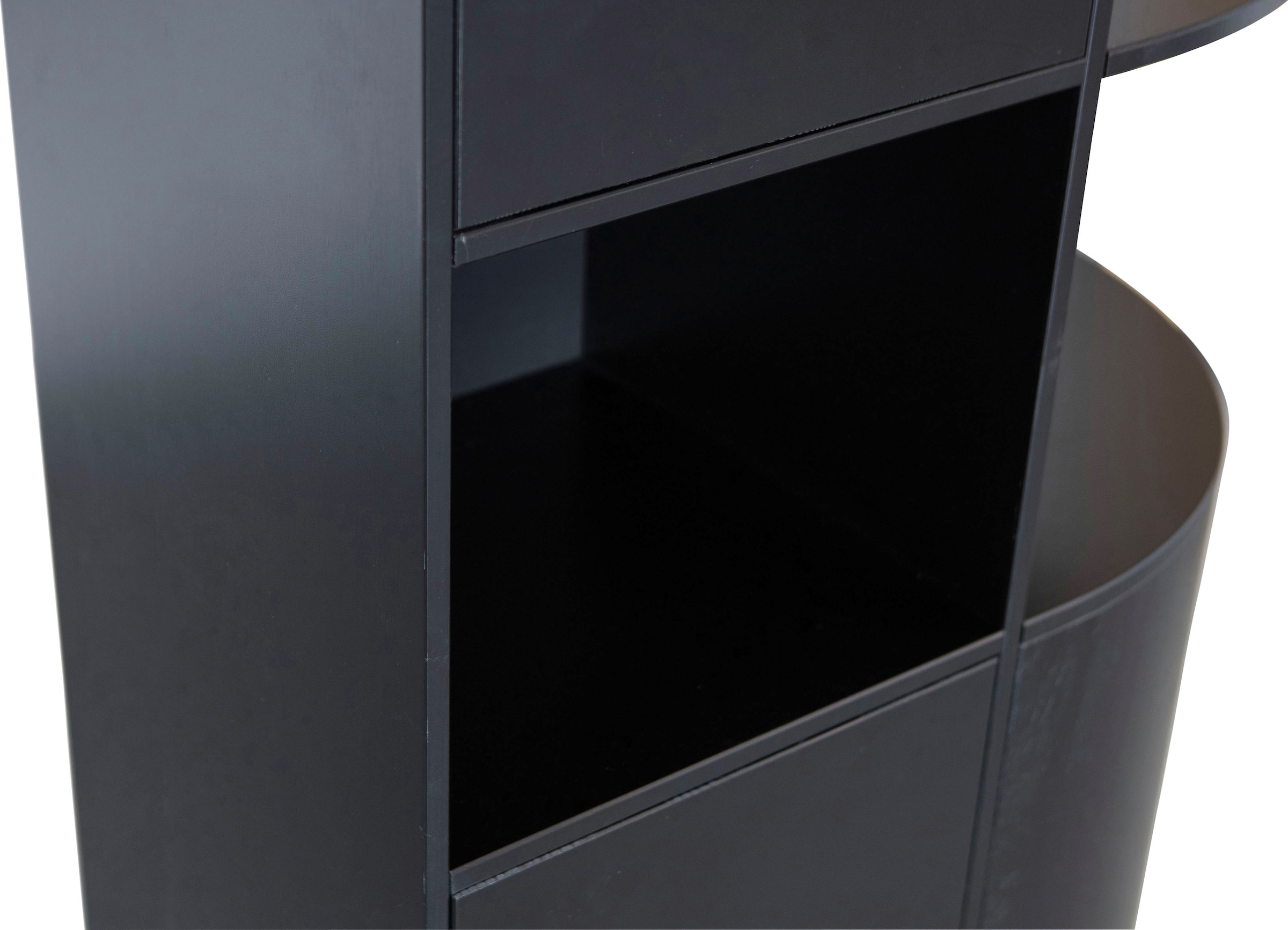 WOOOD Vitrine »Finca FSC®-Kiefernholz mit Druckmechanismus, H 210 x B 78 x T 40 cm« Tragkraft 10 kg pro Boden, schwebende Optik, Wandbefestigung empfohlen