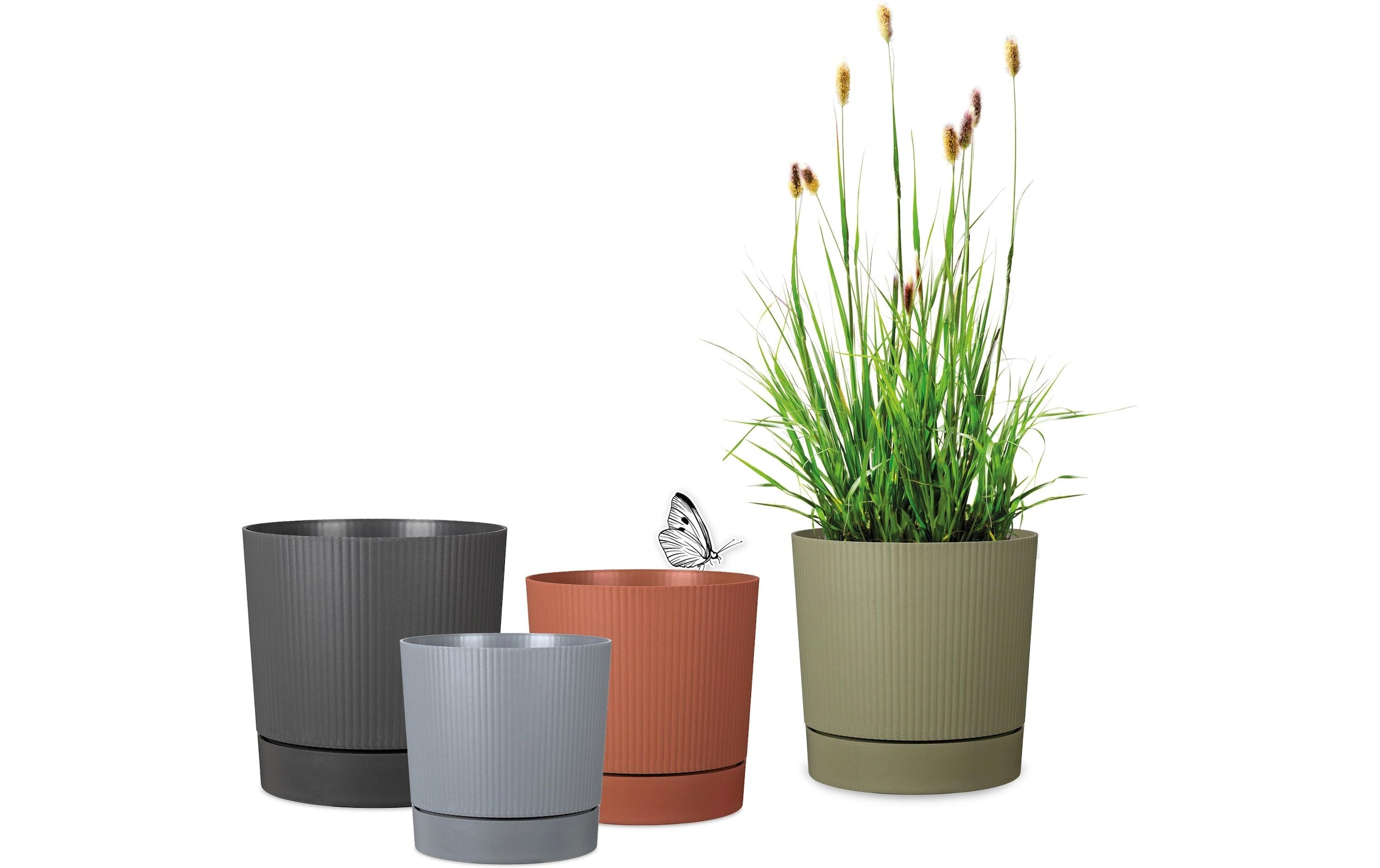 Vaso Da Fiori Con Riserva Rotondo - Garden Id - Lino - Ø 47 - 43 L - H 46 Cm - Siena