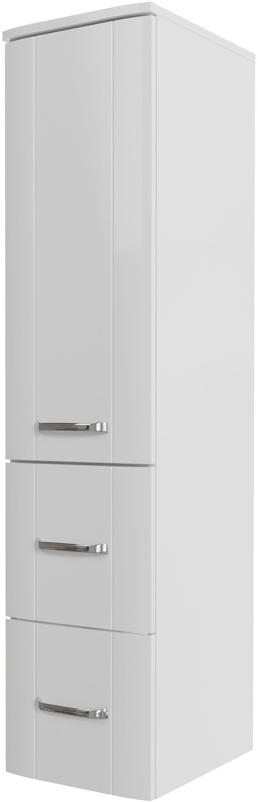 Image of Saphir Midischrank "Serie 3006 Badschrank 30cm,1 Tür, 2 Schubladen, Türdämpfer" 2 Glas-Einlegeböden, Badezimmer-Midischrank 130 cm hoch, 38 cm tief