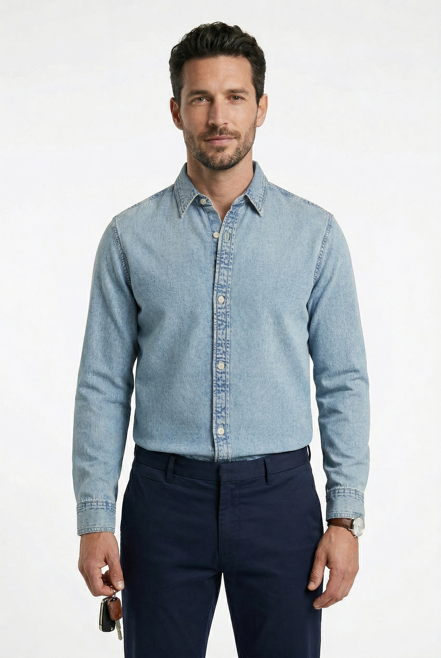 Calvin Klein Jeans Chemise en jean »ESSENTIAL CLASSIC PALE BLUE STON« Regular fit mit Knopfleiste