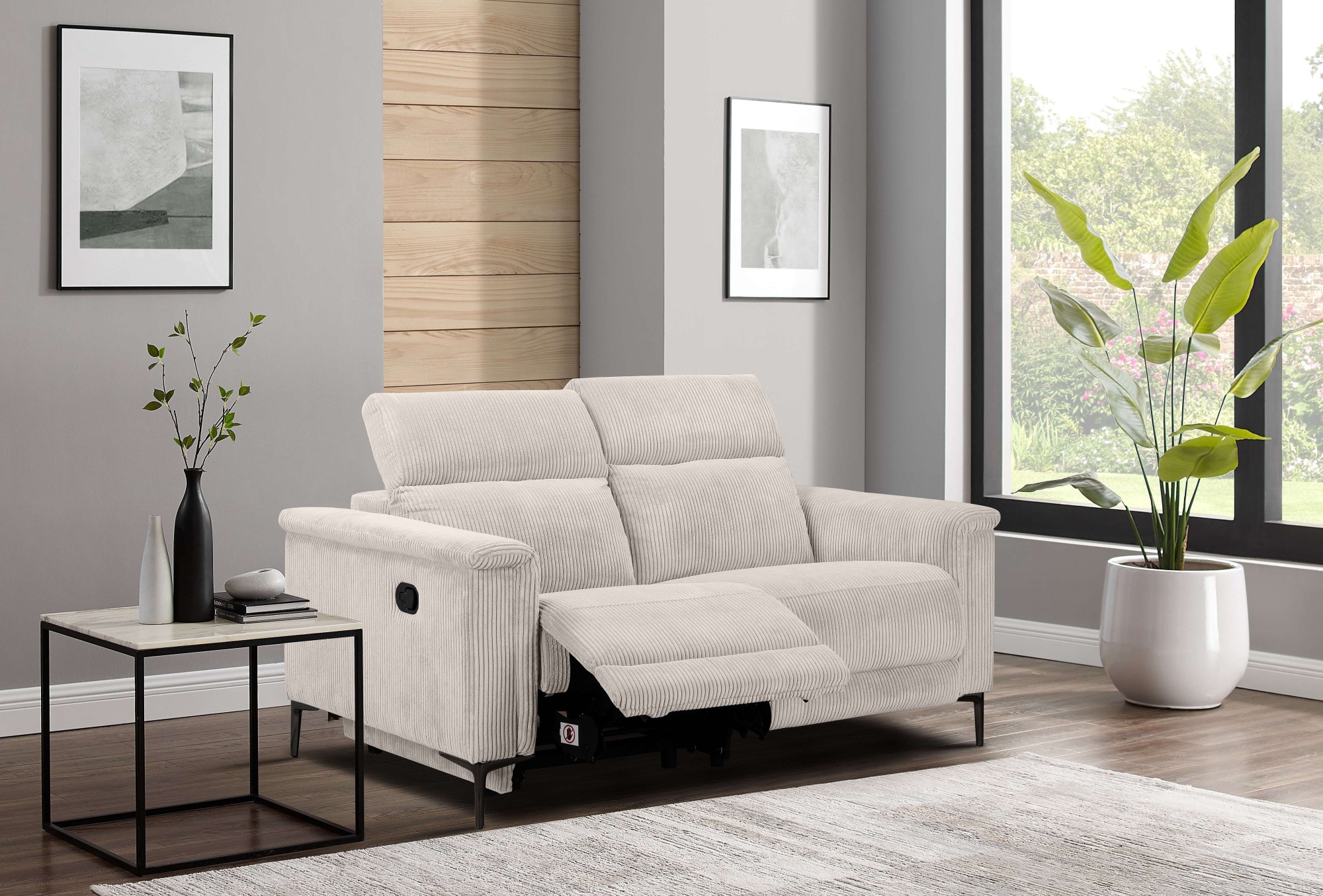 Home affaire 2-places »Lund Cord, 160 cm, manuelle o. elektrische Relaxfunktion« Relaxfunktion, USB-C, Kopfteilverstellung, Breite 160 cm