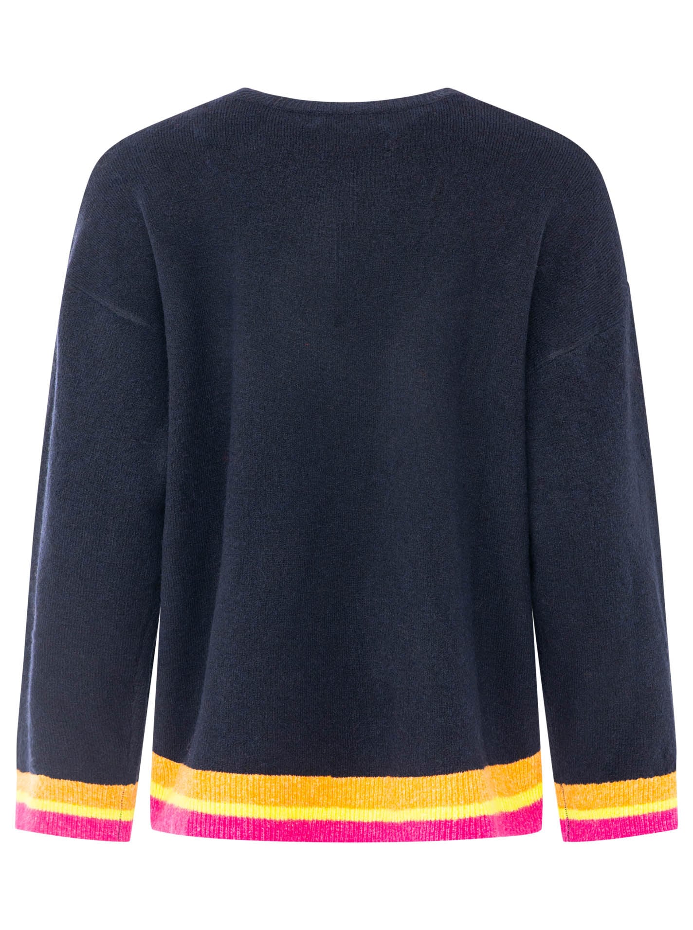 Zwillingsherz Strickpullover »"GOOD VIBES"« farbiger Schriftzug, gestreifte Neon-Bündchen, Rundhals, Strick