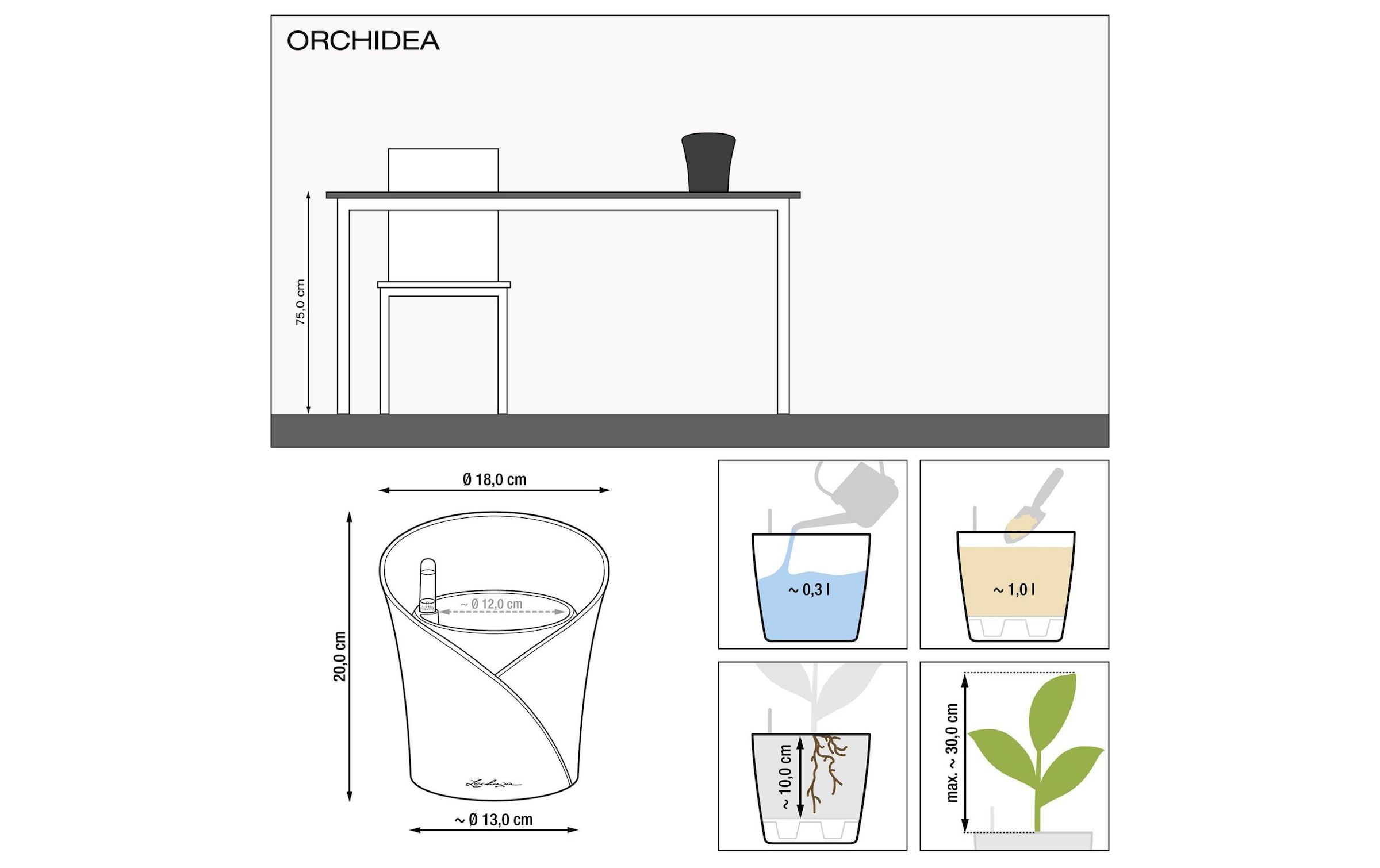   Pot de fleurs »Lechuza Blumentopf ORCHIDEA Weiss m« Matière : polypropylène