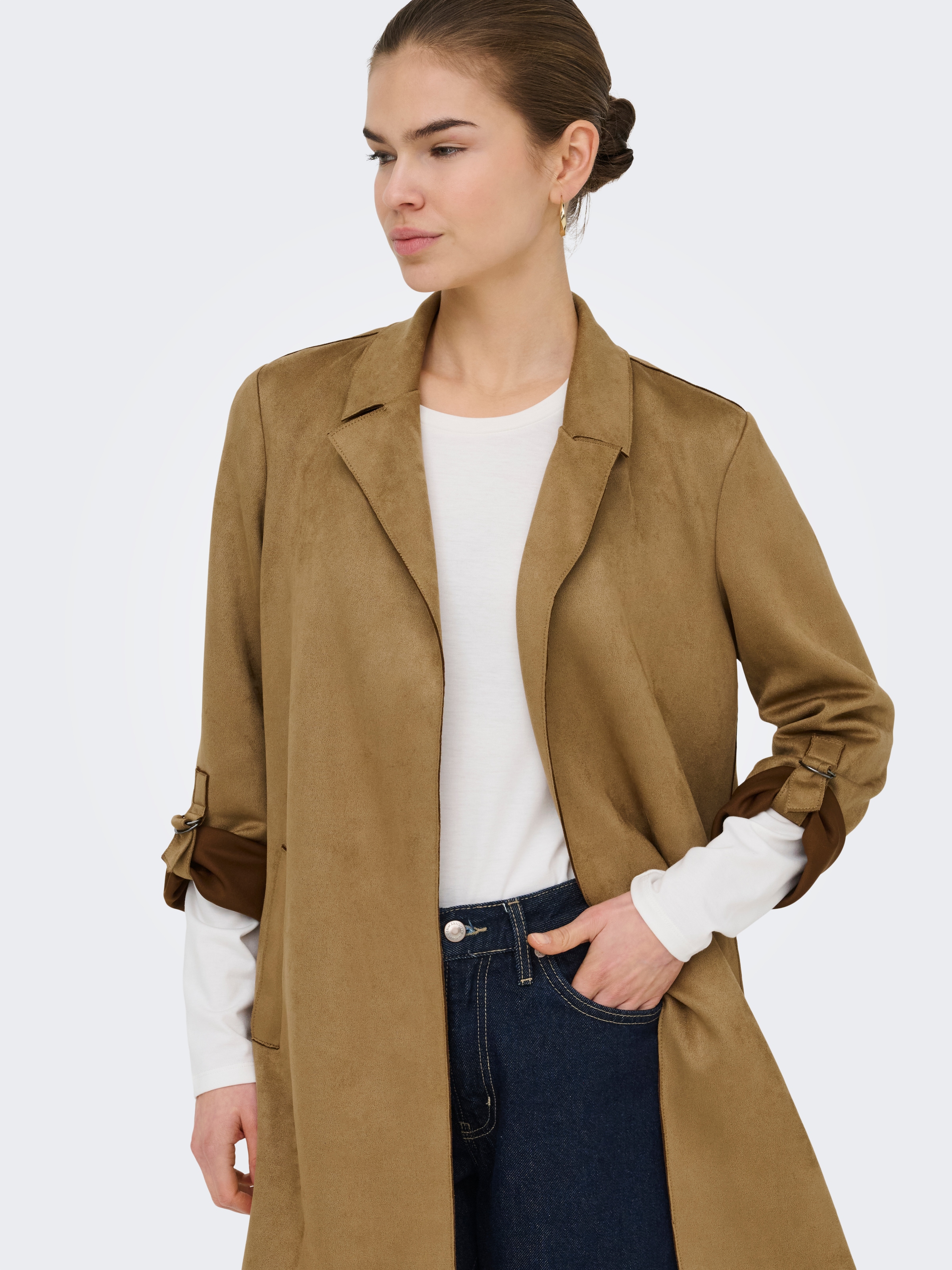 ONLY Langjacke »ONLJOLINE FAUX SUEDE COAT LIFE CC OTW« mit Reverskragen, weiches Wildlederimitat