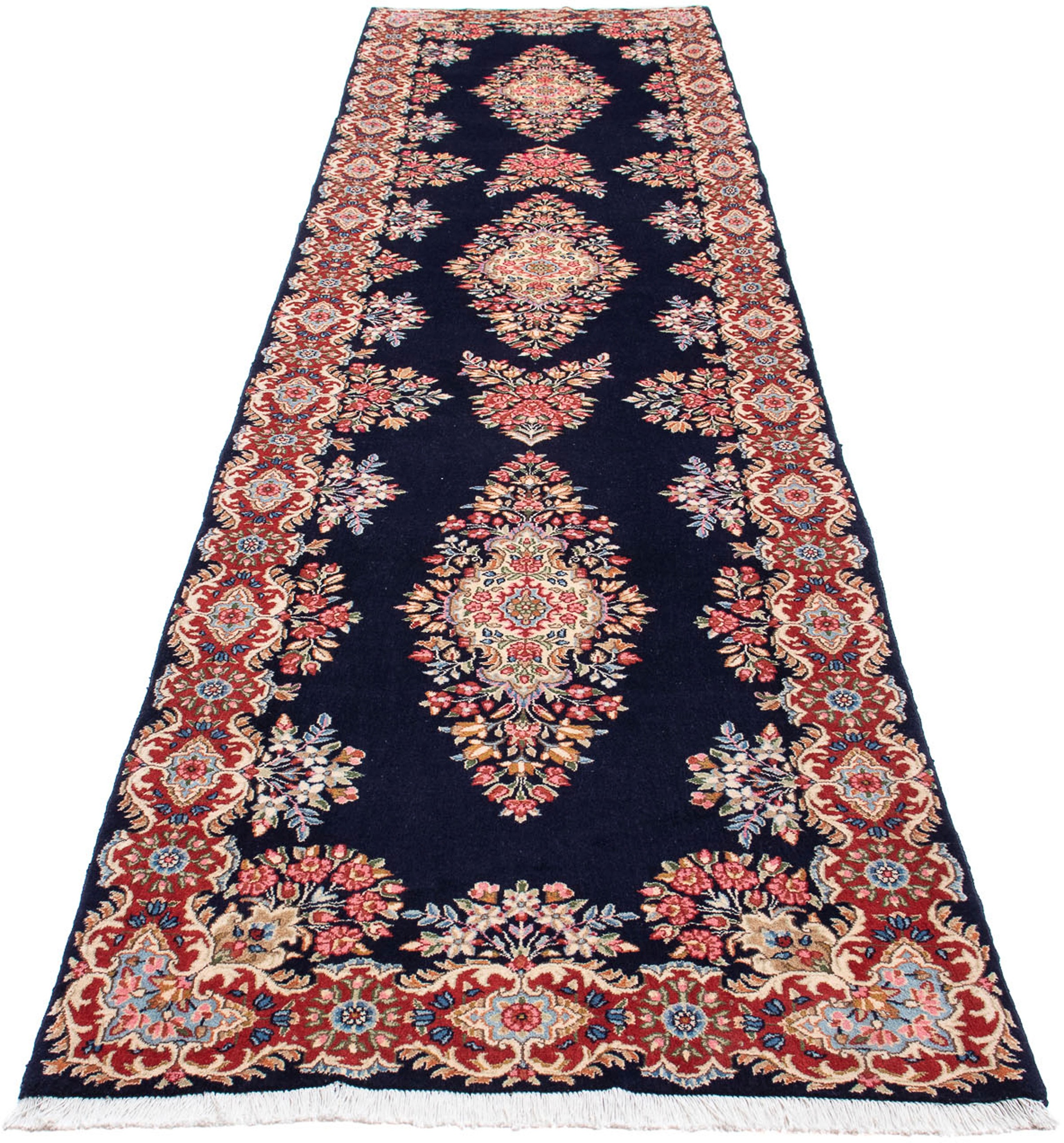 Image of morgenland Orientteppich »Perser - Royal - 407 x 96 cm - dunkelblau«, rechteckig, 10 mm Höhe, Wohnzimmer, Handgeknüpft, Einzelstück mit Zertifikat bei Ackermann Versand Schweiz