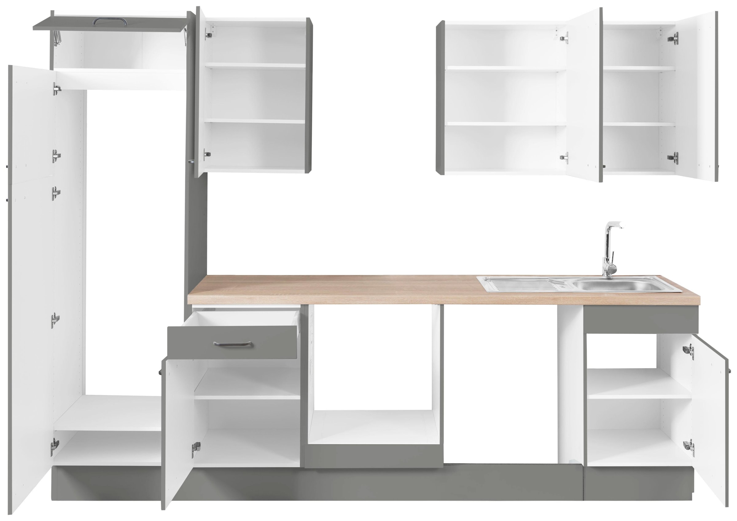 OPTIFIT Küchenzeile »Elga«, Premium-Küche mit Soft-Close-Funktion, Vollauszug, Breite 280 cm