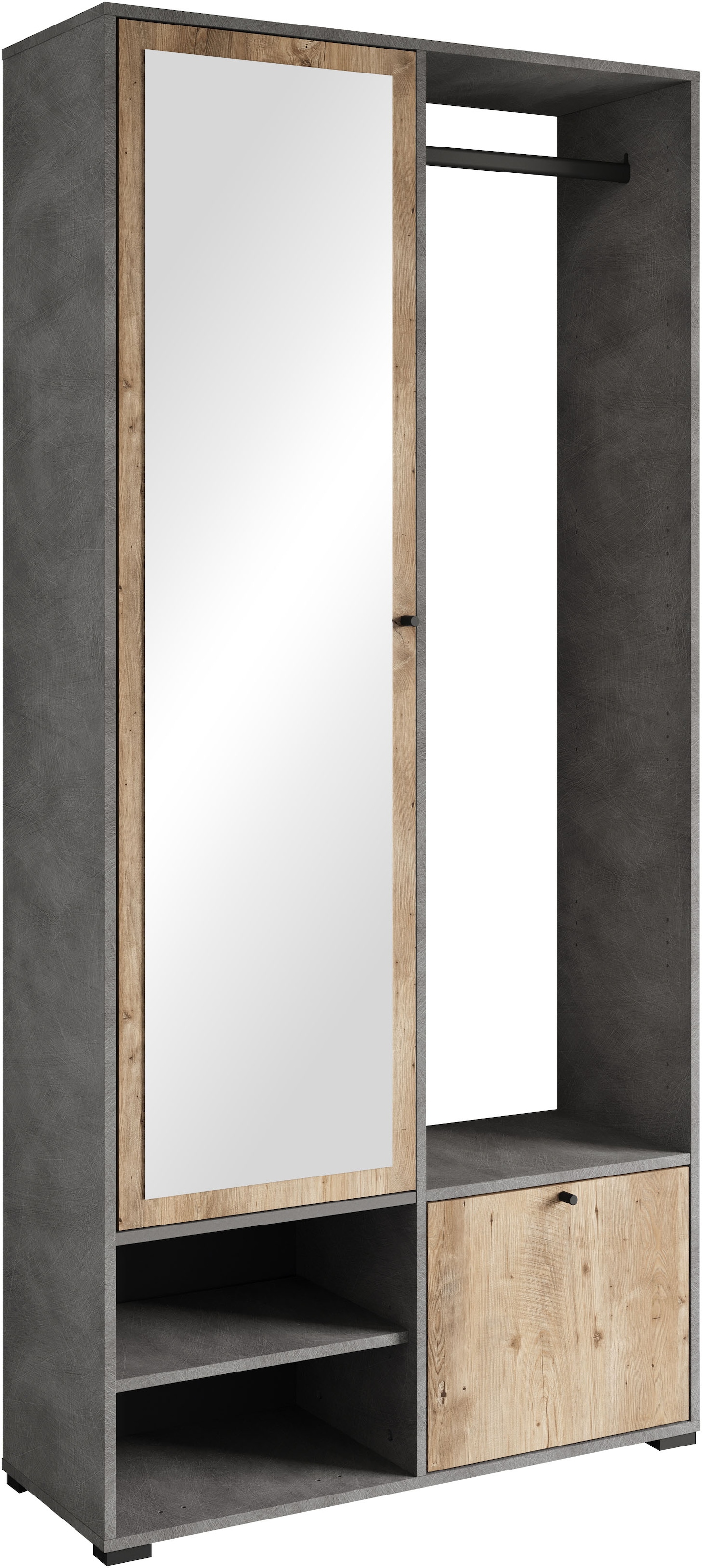 Image of Home affaire Garderobenschrank "DINO Kompaktgarderobe, Garderoben-Set DINO" Mit Spiegel und Kleiderstange, 90 cm breit, Türanschlag wechselbar