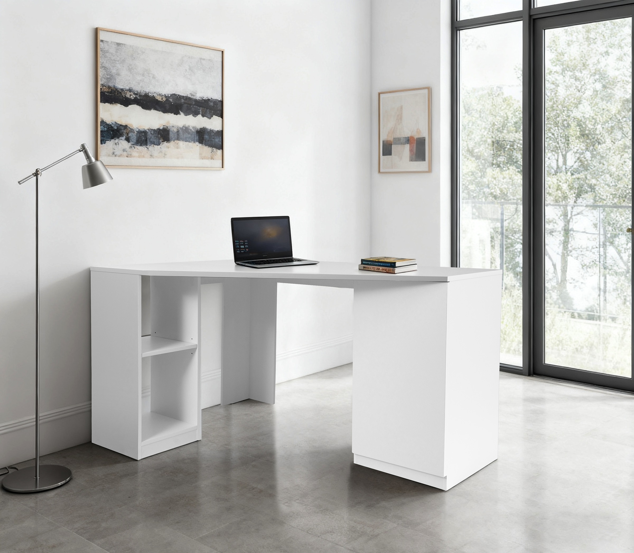 OTTO home Eckschreibtisch "AVRIL" Regalschreibtisch mit viel Stauraum, Push-to-Open, Breite: 140 cm