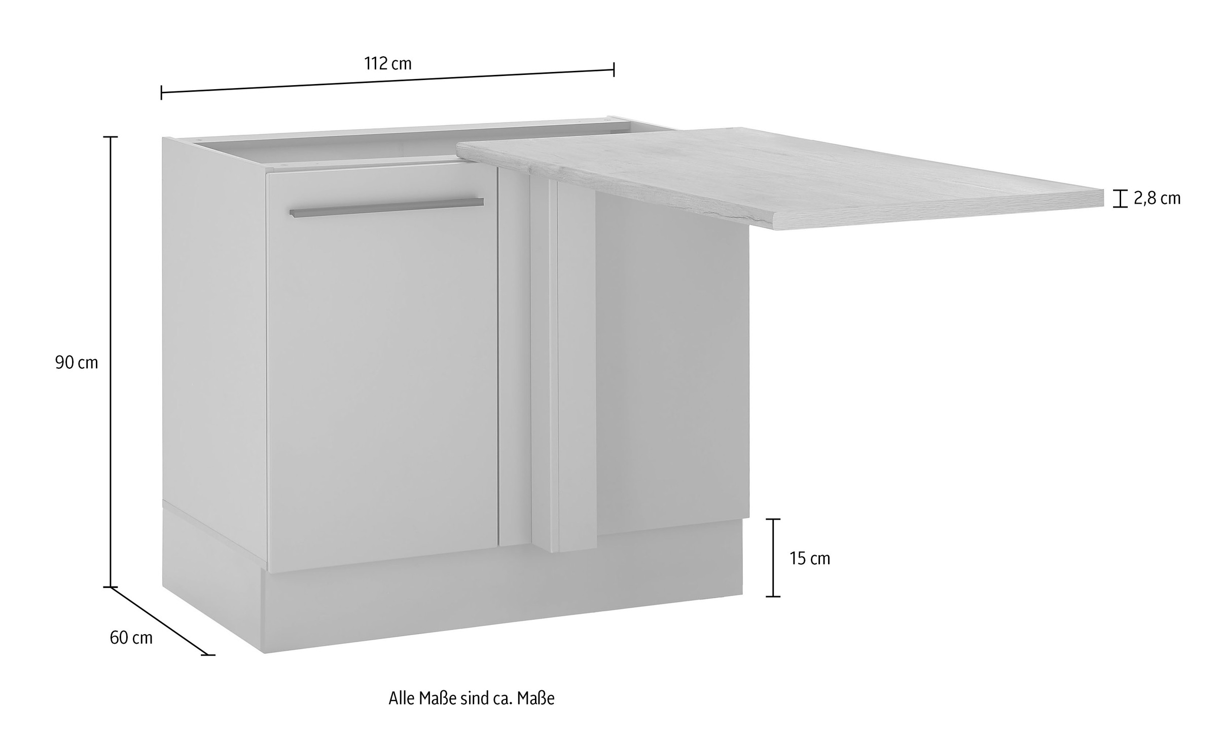 BASIC by Balculina Meuble bas d'angle »Denver, Küchenschrank BxHxT 112 x 90 x 60« 1 cuis tlg. Largeur 110cm, fermeture douce pour porte,