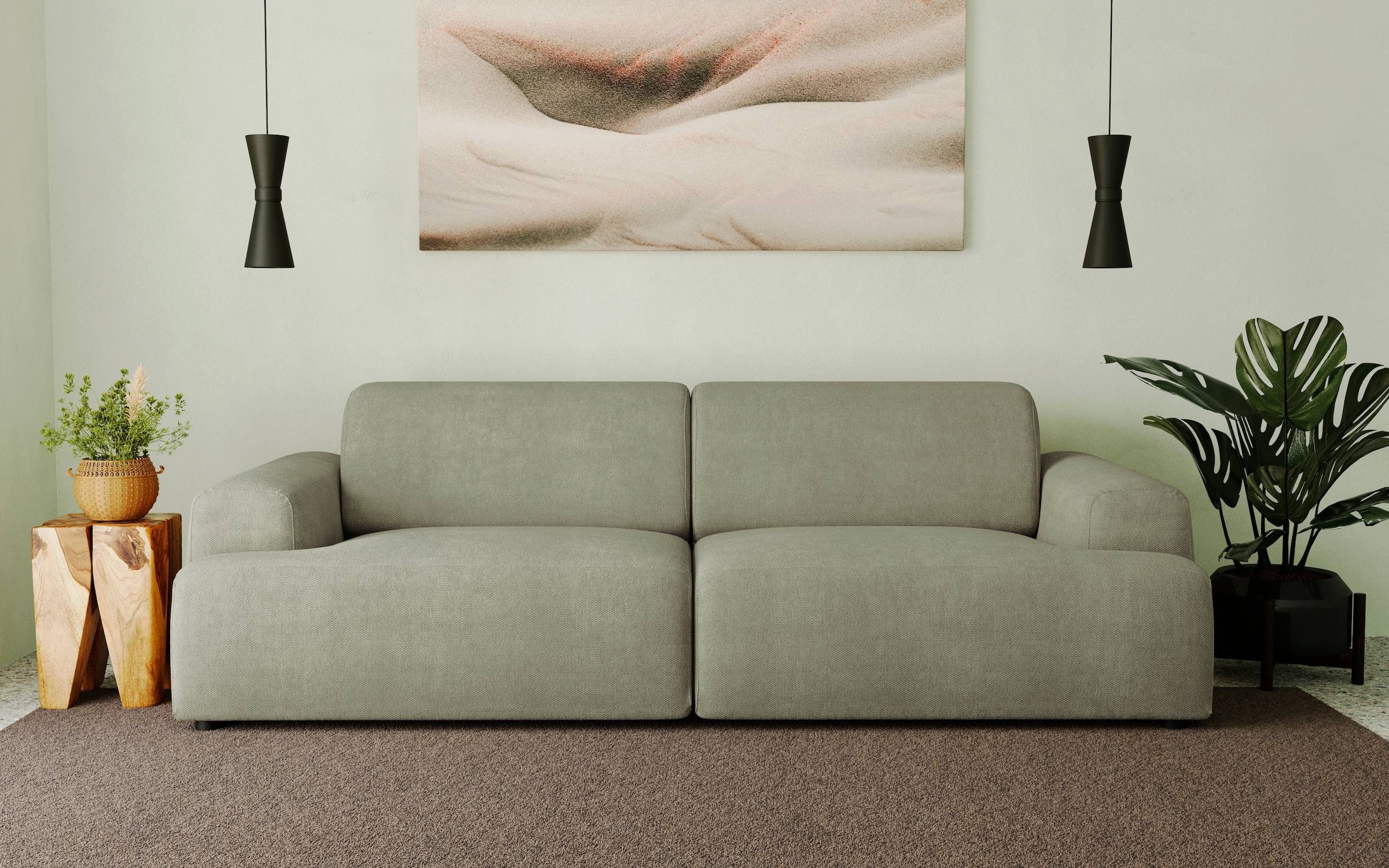 GOODproduct 3-places »Linkka, Breite 237 cm« en tissu chenille doux, avec suspension ondulée