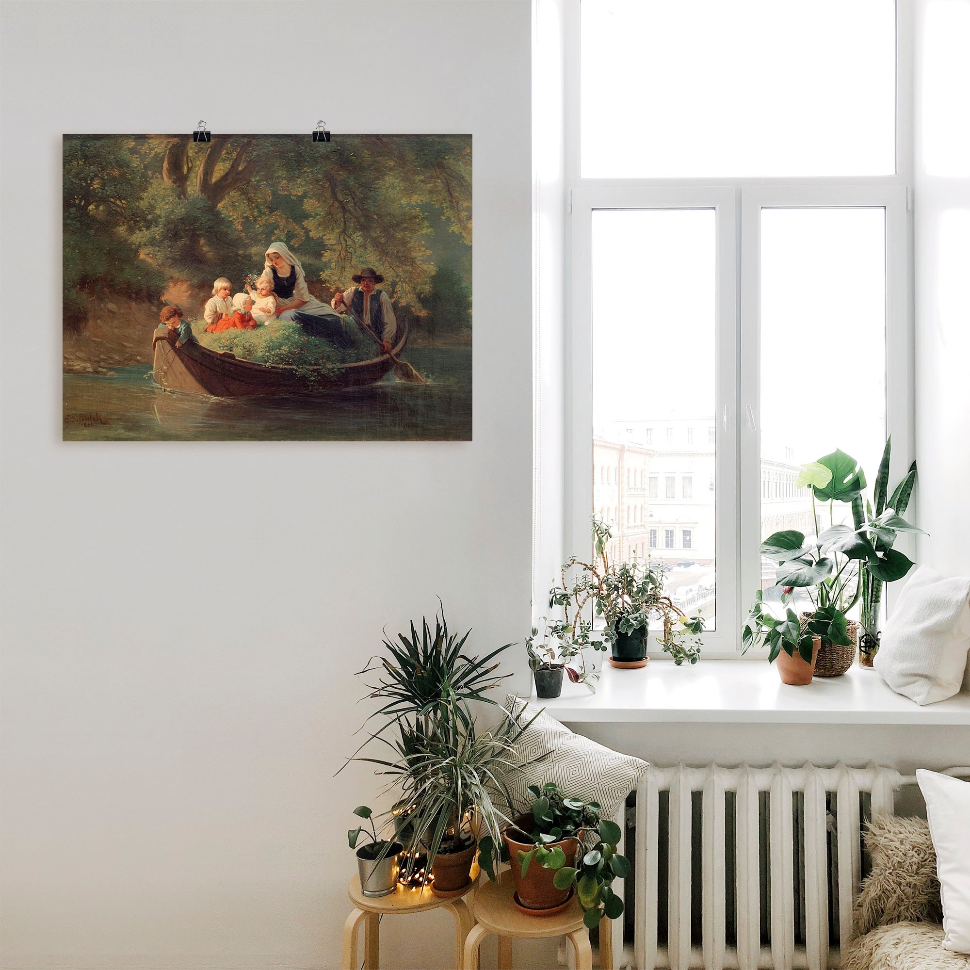Artland Wandbild »Bauernfamilie in einem Boot«, Gruppen & Familien, (1 St.), als Leinwandbild, Poster in verschied. Grössen